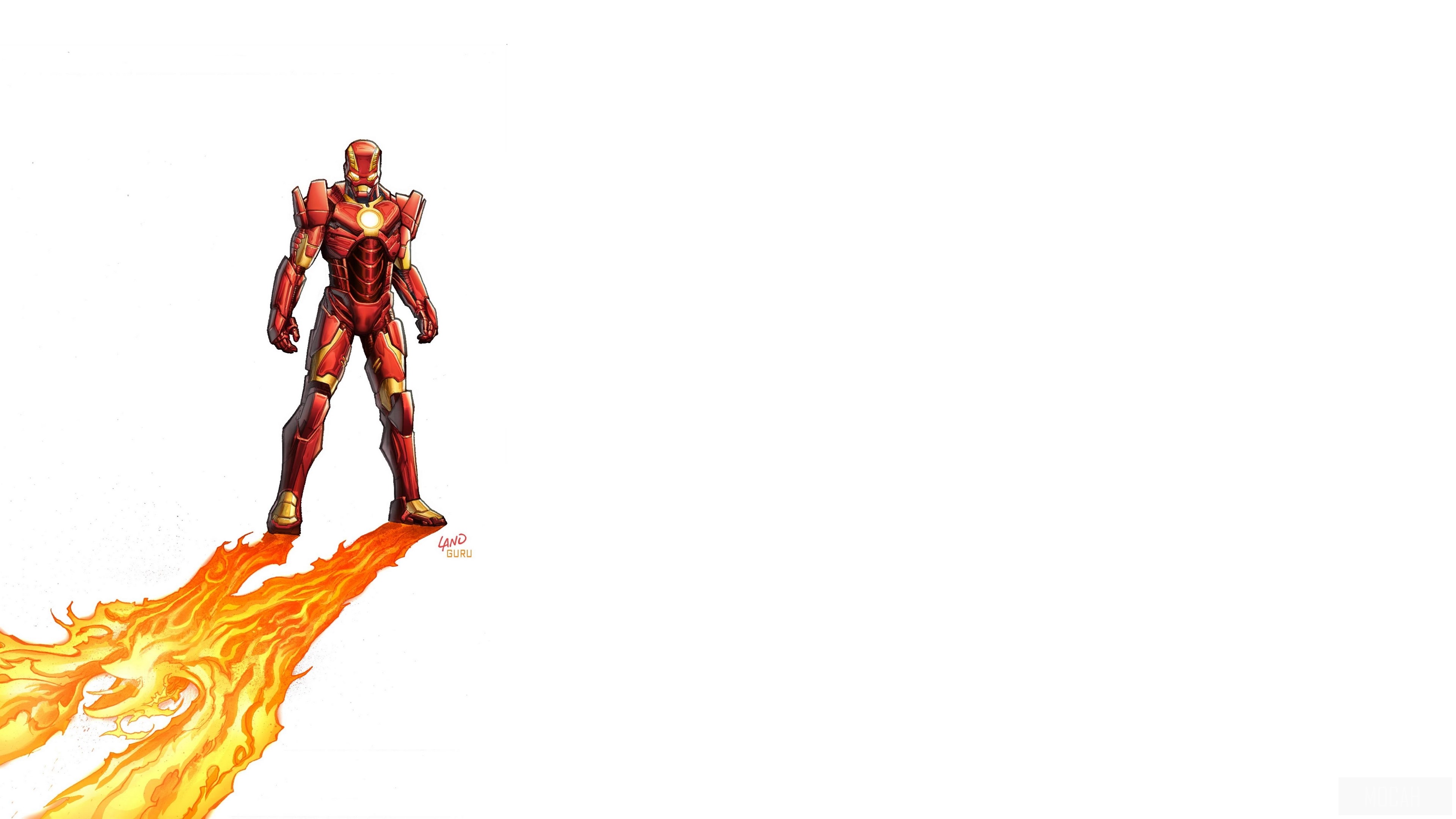 Iron Man flying with flames HD Wallpaper