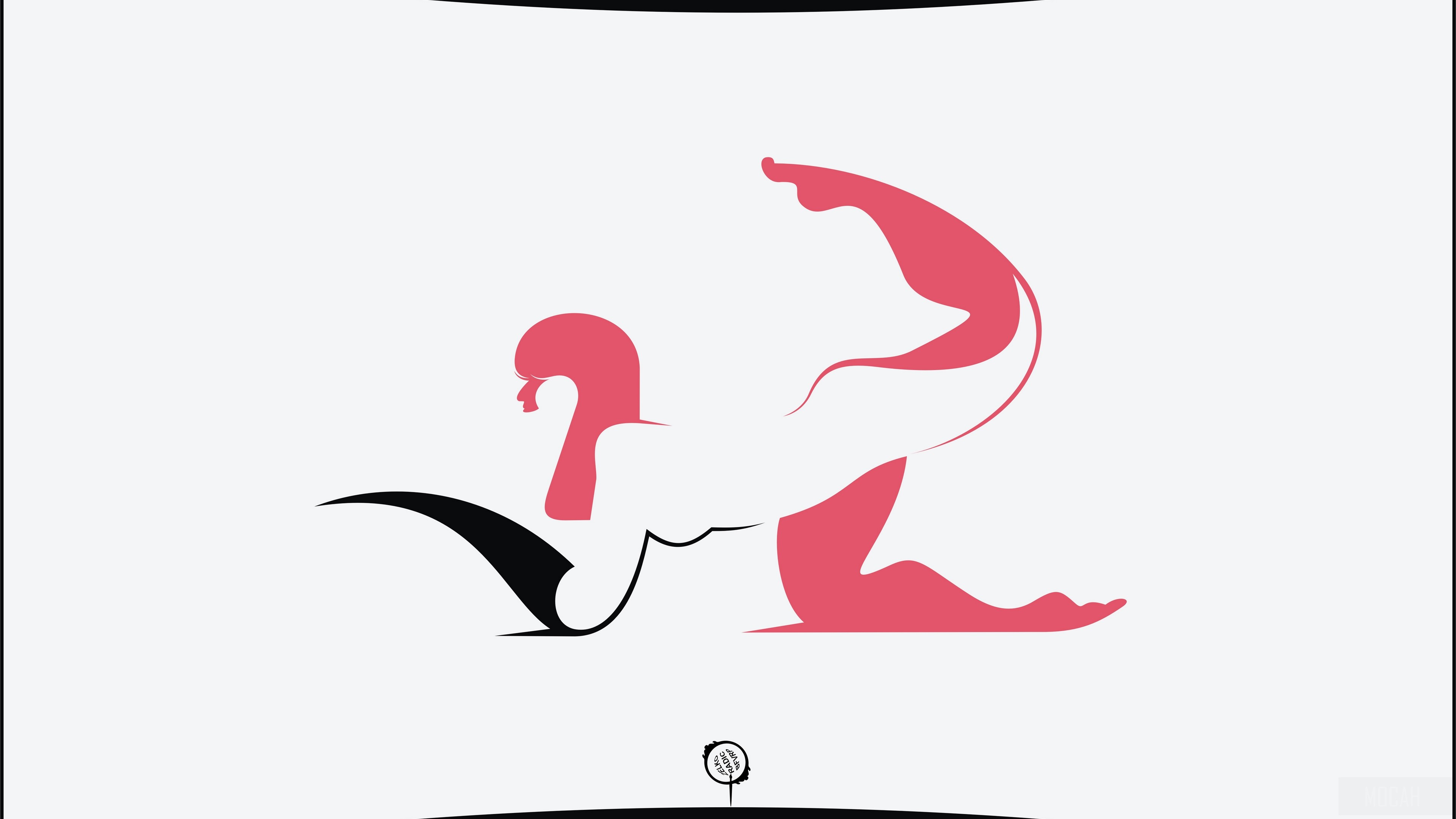 Abstract artwork of a girl in a pink and black design HD Wallpaper