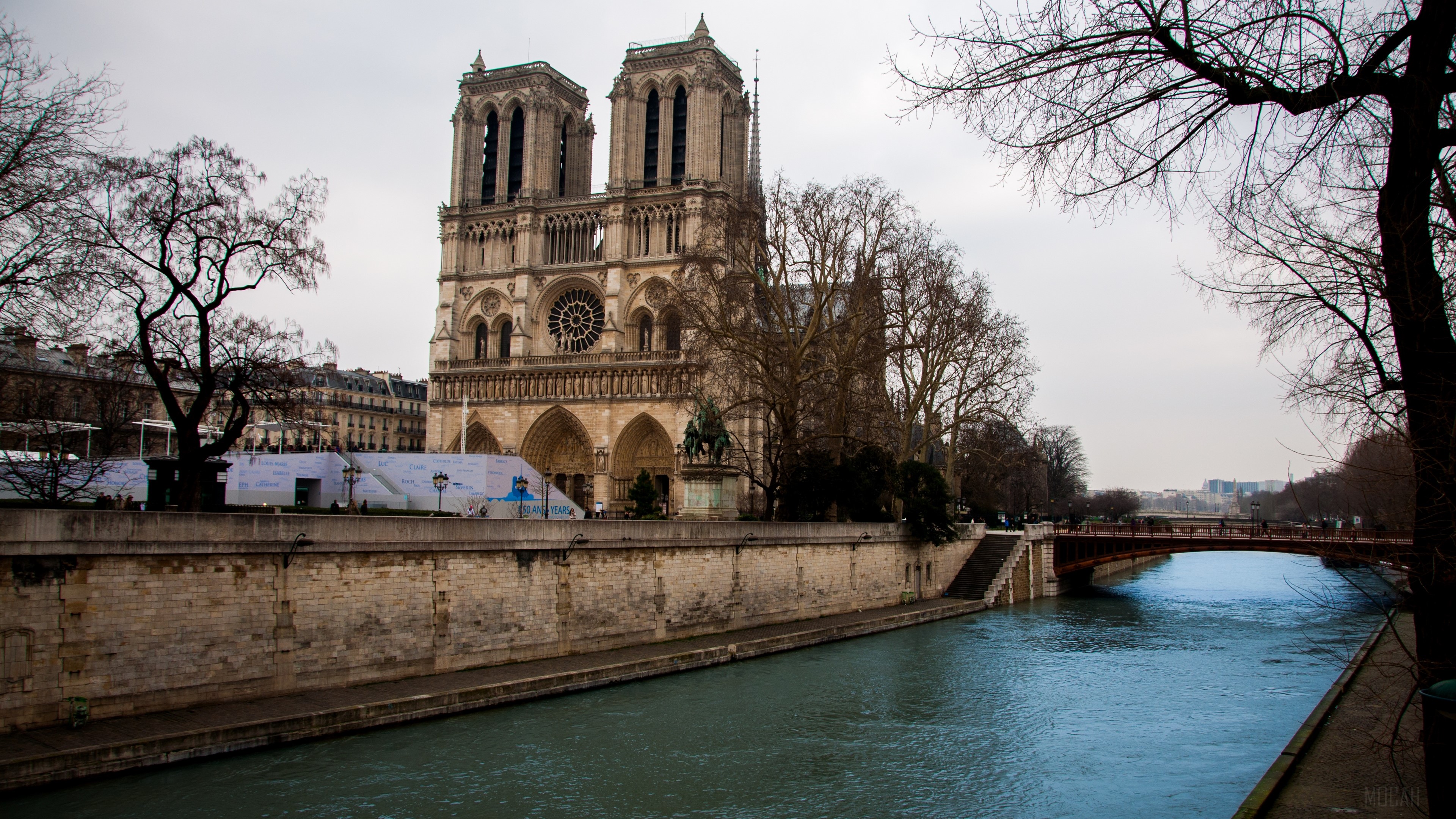 Notre-Dame de Paris Cathedral on the Seine River, France 4K HD Wallpaper