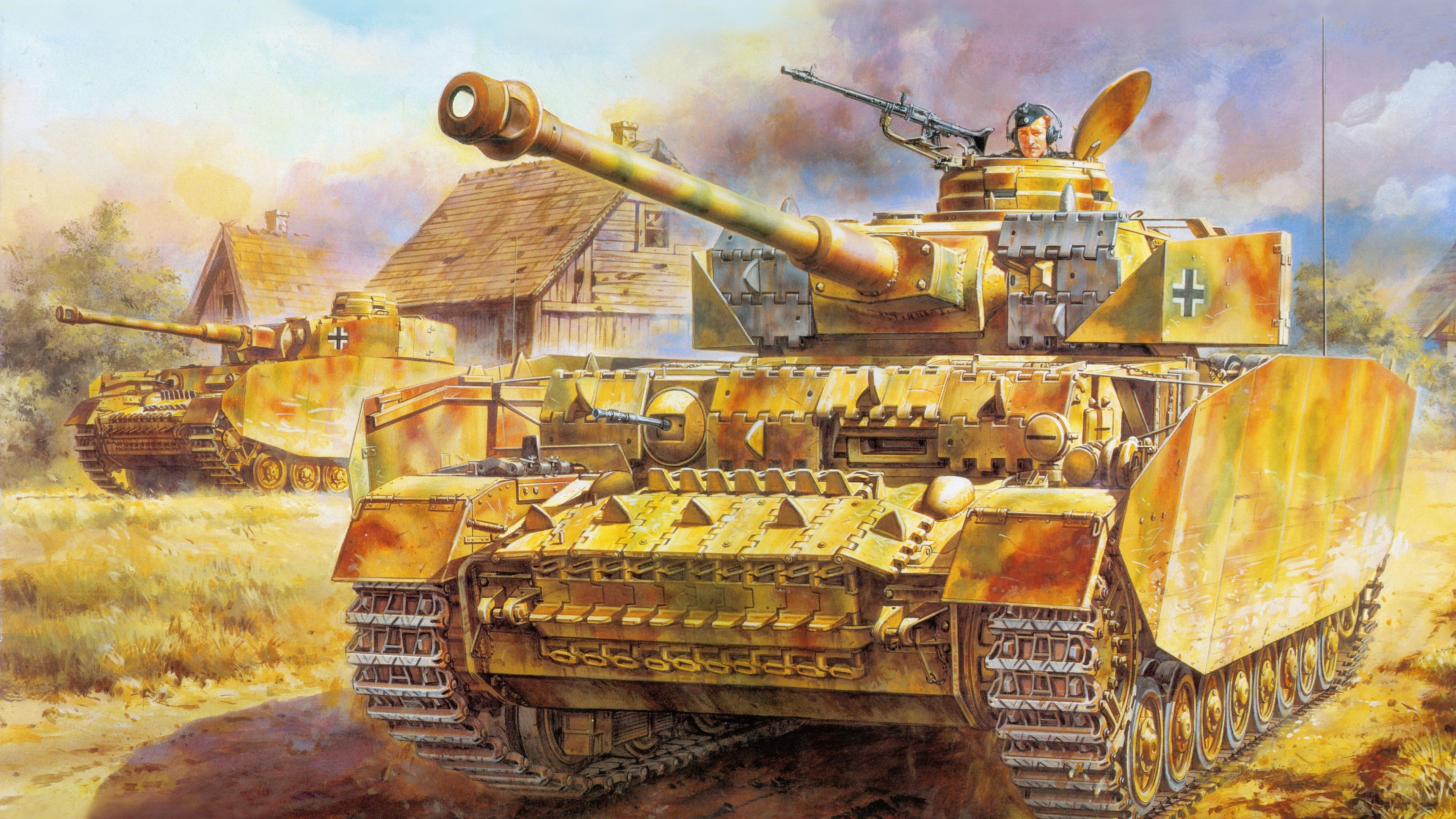 German tanks in a rural setting HD Wallpaper