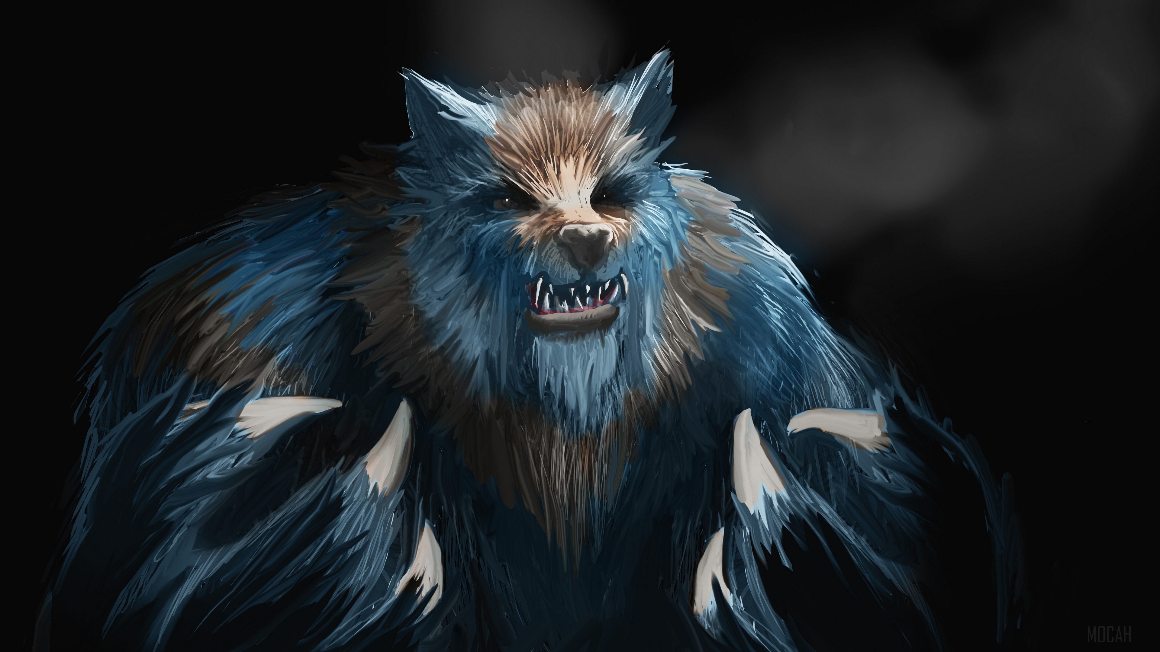 Werewolf with blue and brown fur HD Wallpaper