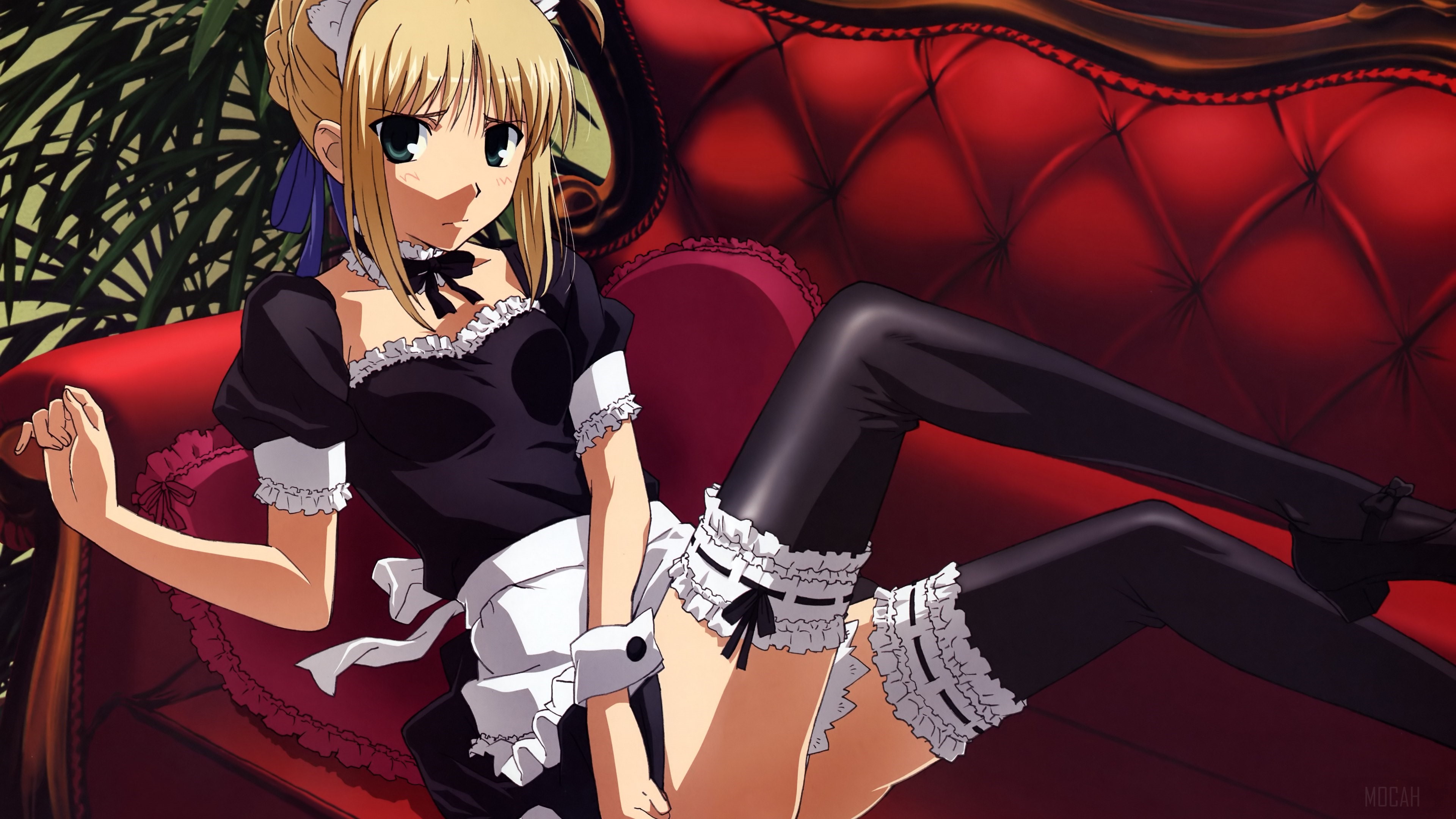 Saber from Fate/stay night in maid outfit HD Wallpaper