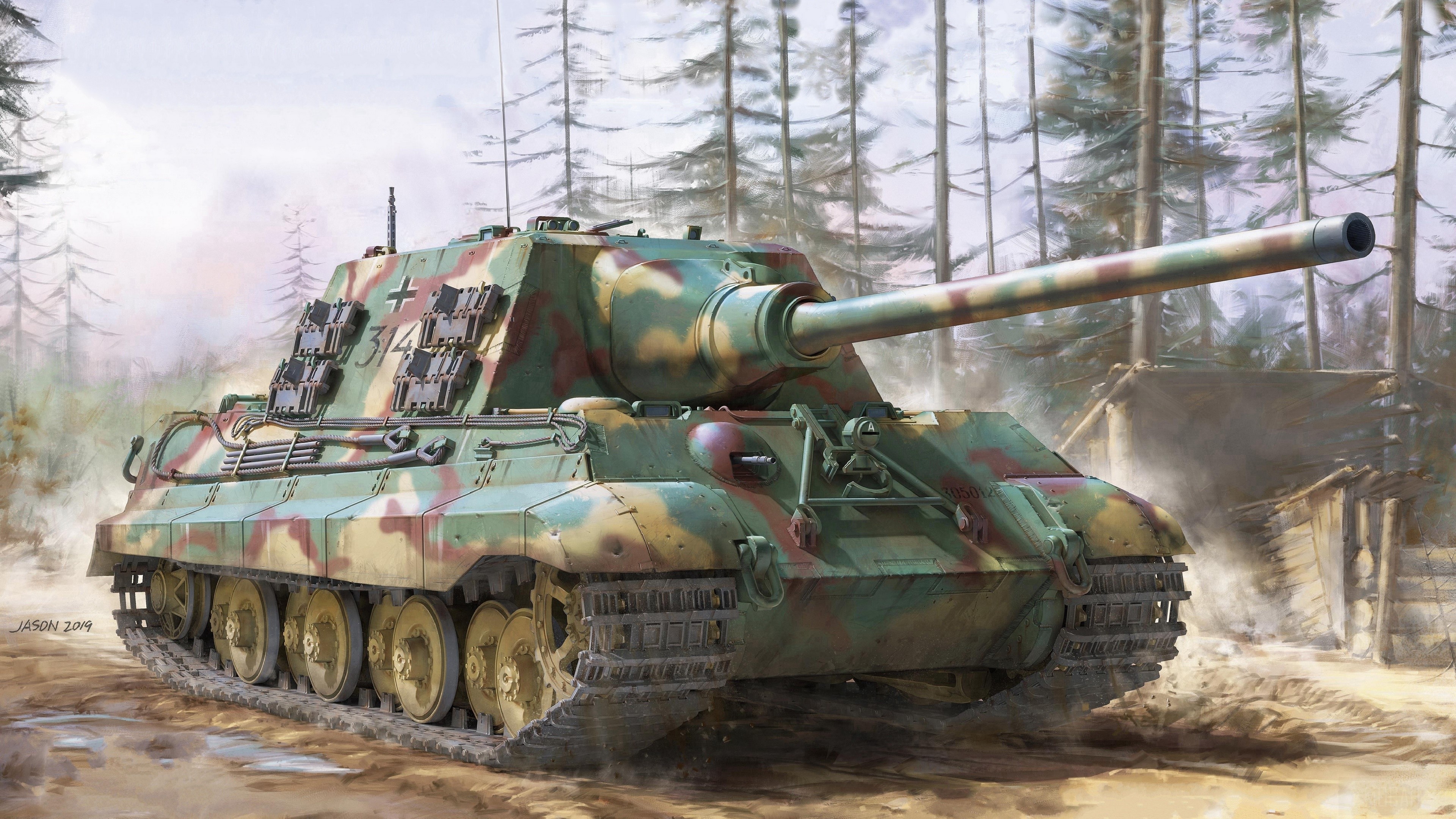 Jagdtiger Tank Destroyer in Camouflage HD Wallpaper