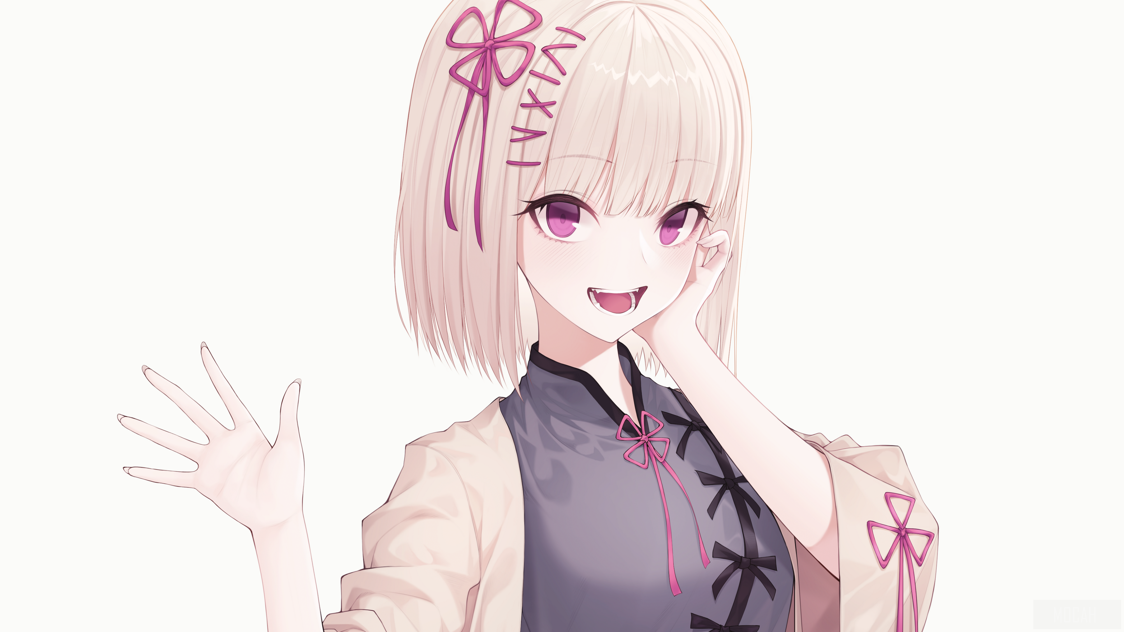 Girl with Blonde Hair and Purple Eyes HD Wallpaper