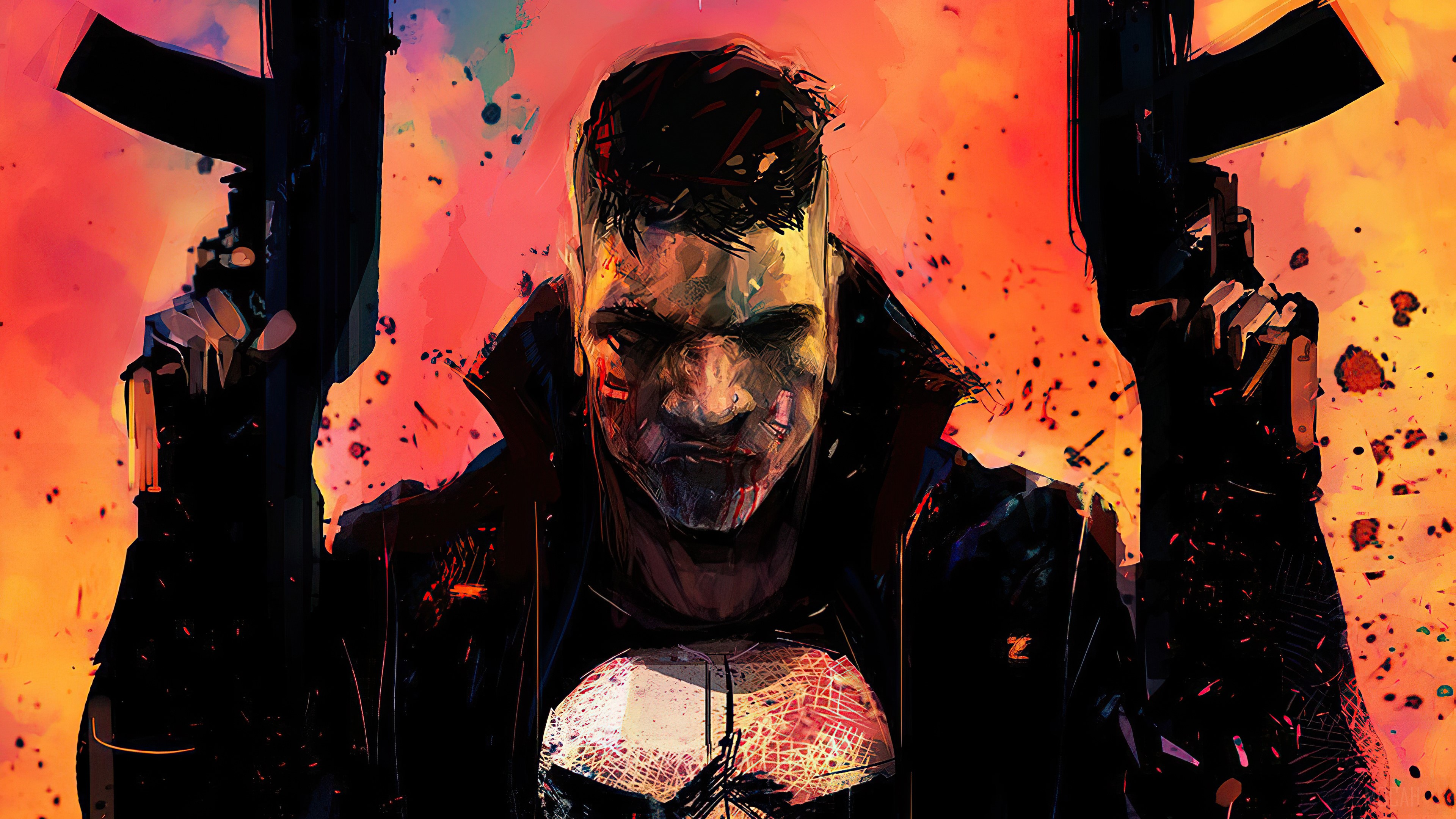The Punisher with Guns 4K HD Wallpaper