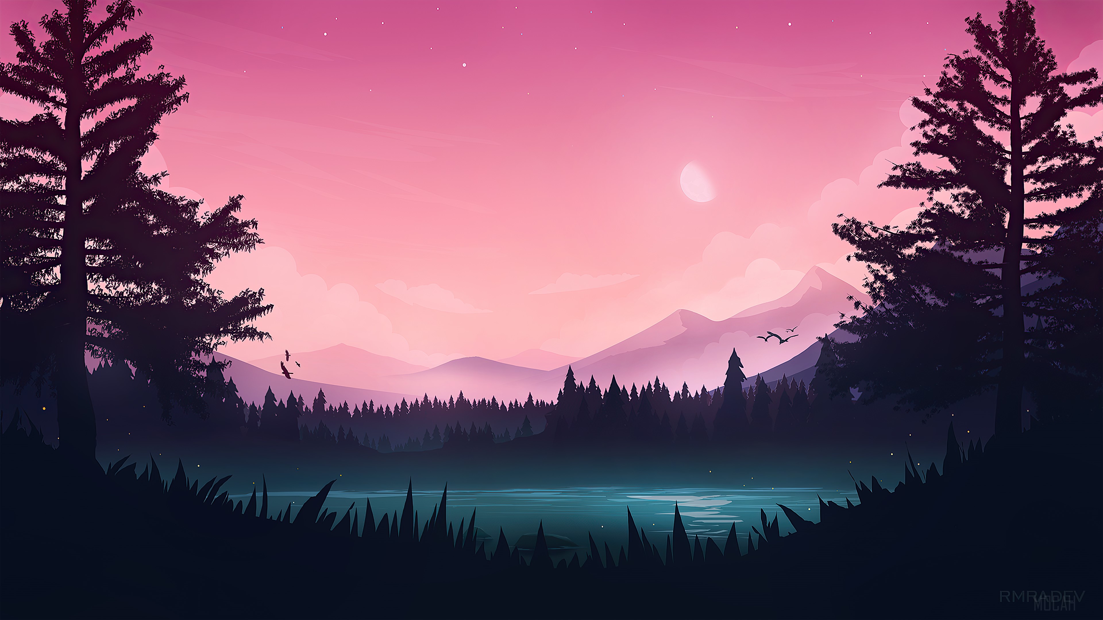 Peaceful Minimal Lake 4K HD Wallpaper