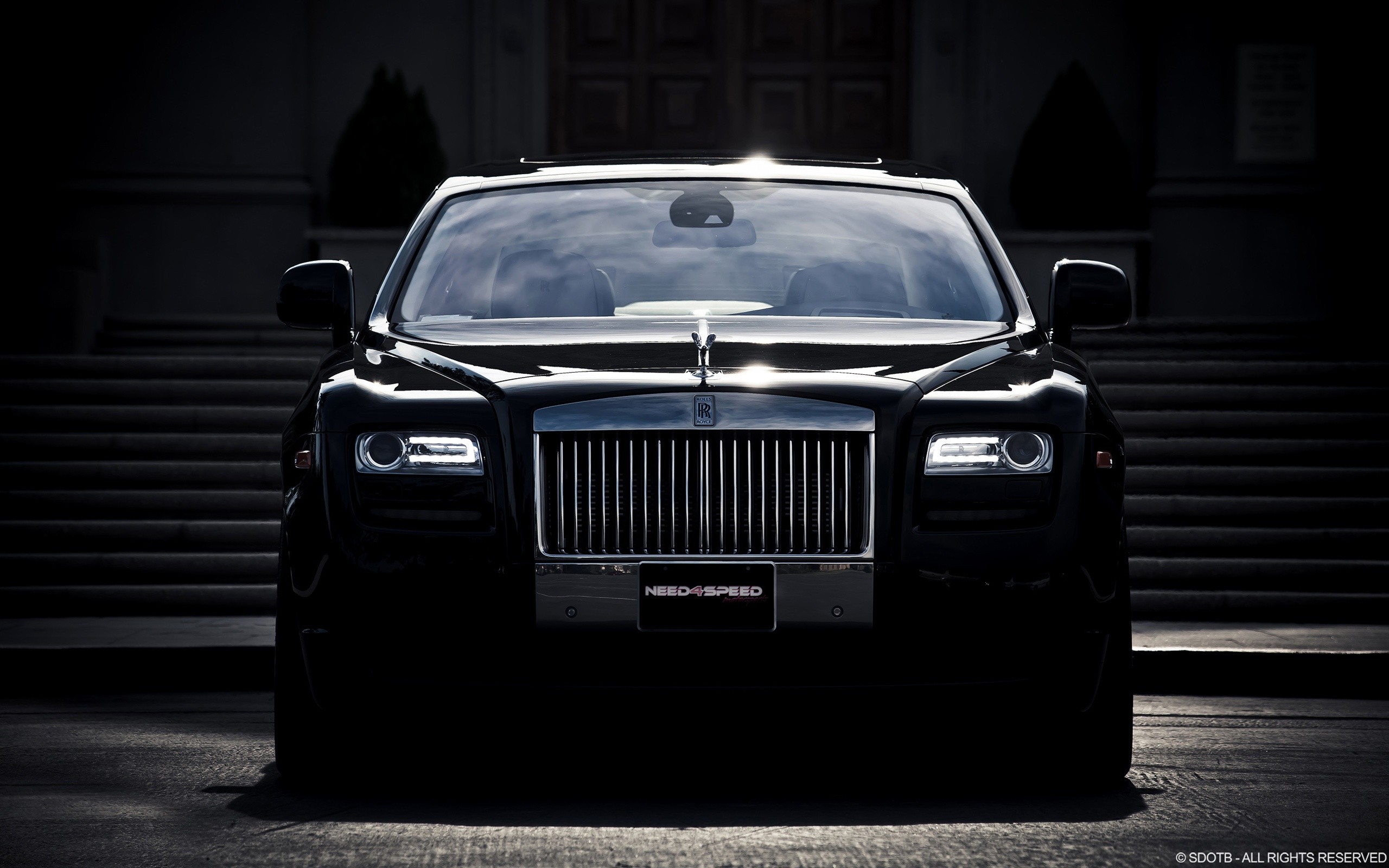 Black Rolls-Royce Ghost with Need for Speed plate HD Wallpaper