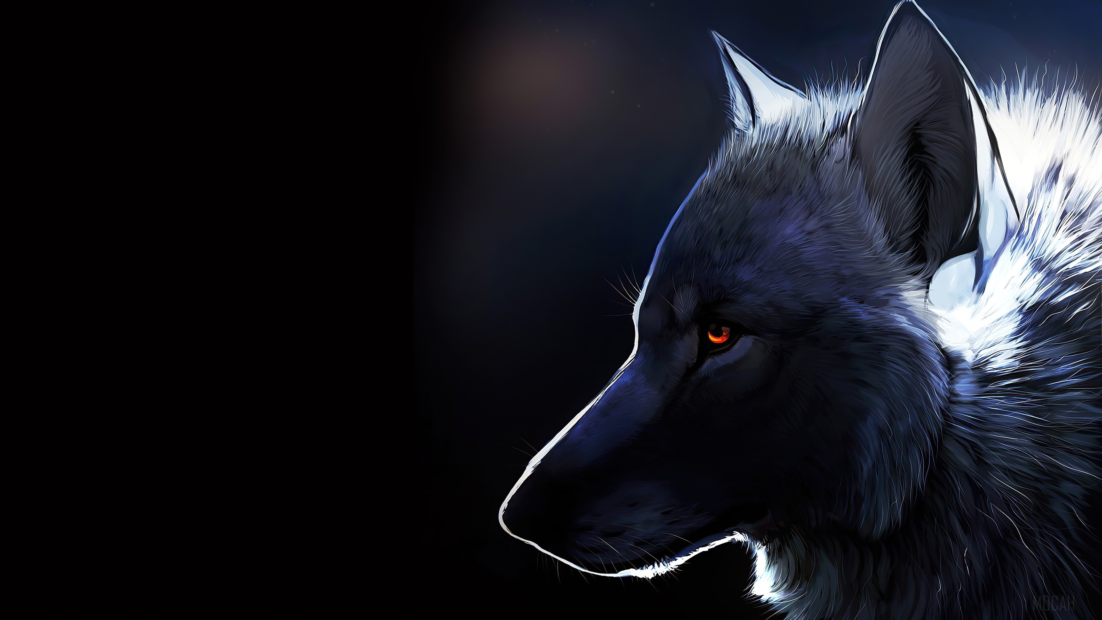 Wolf with Glowing Eyes 4K HD Wallpaper