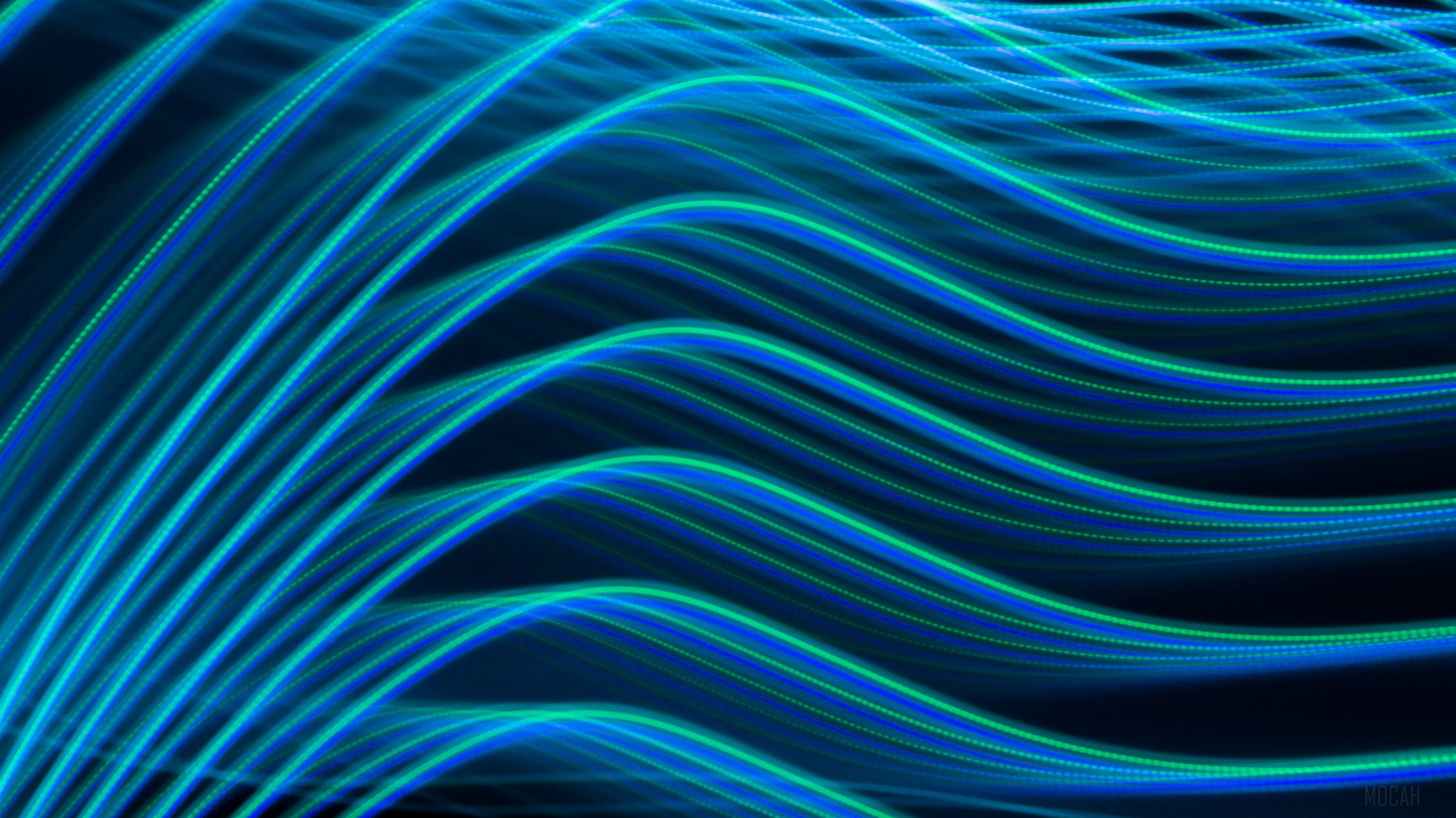 Abstract Blue and Green Light Trails 4K HD Wallpaper