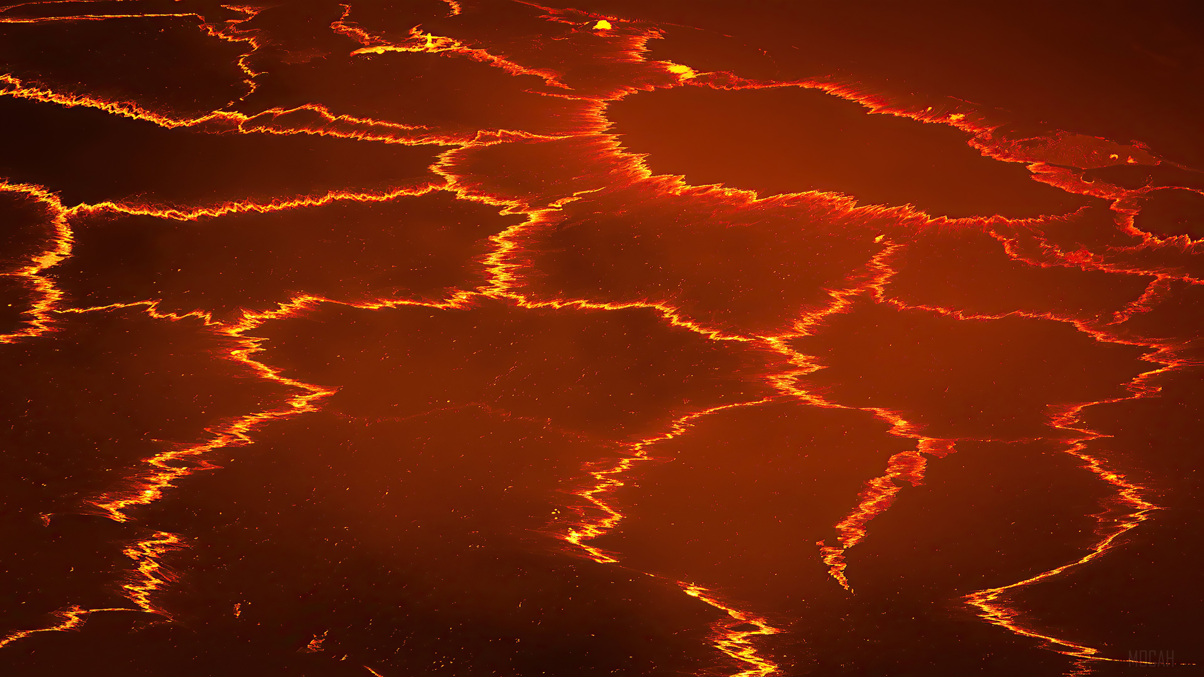 Lava Lake in Active Volcano 4K HD Wallpaper