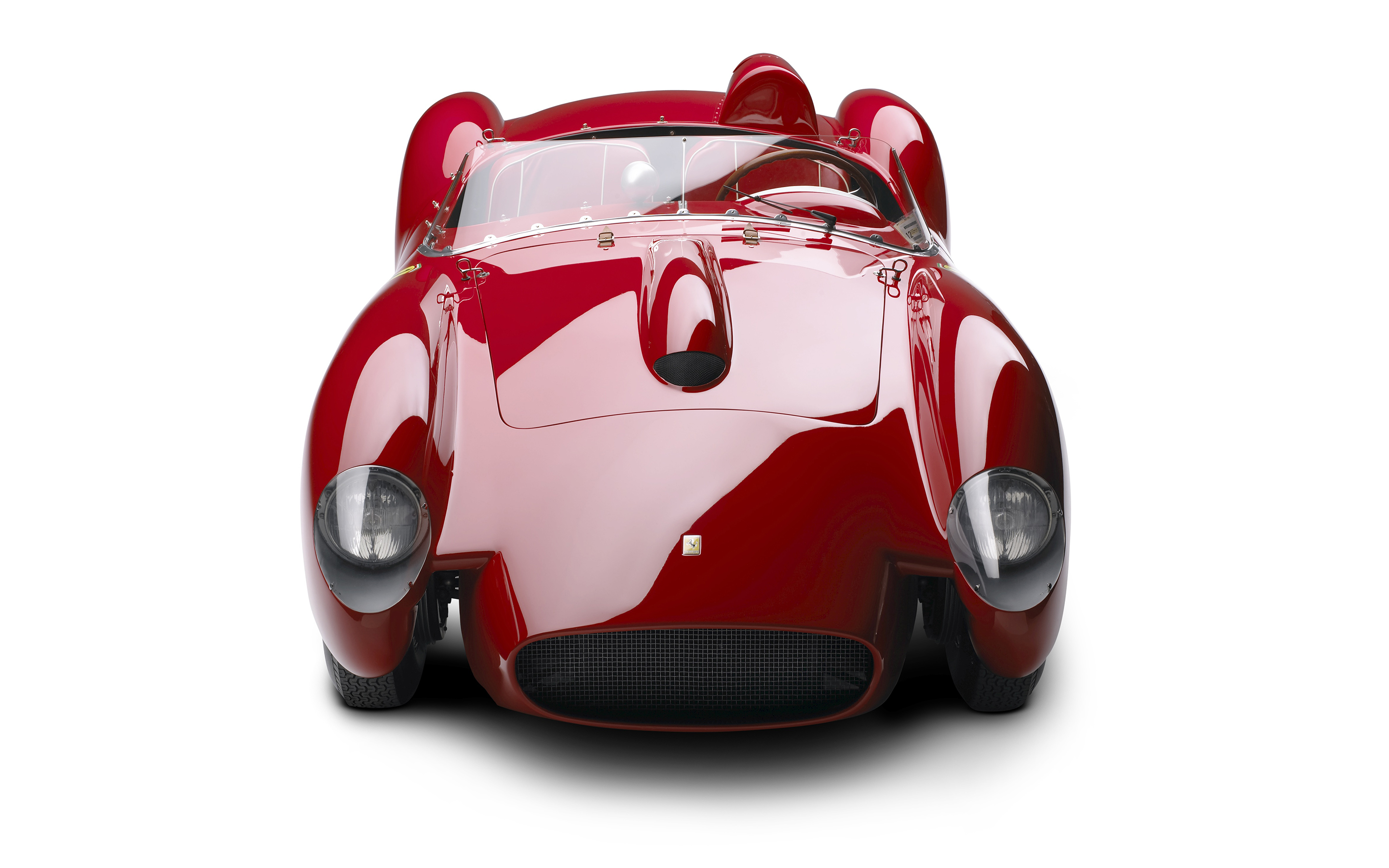 Red Ferrari classic race car front view HD Wallpaper