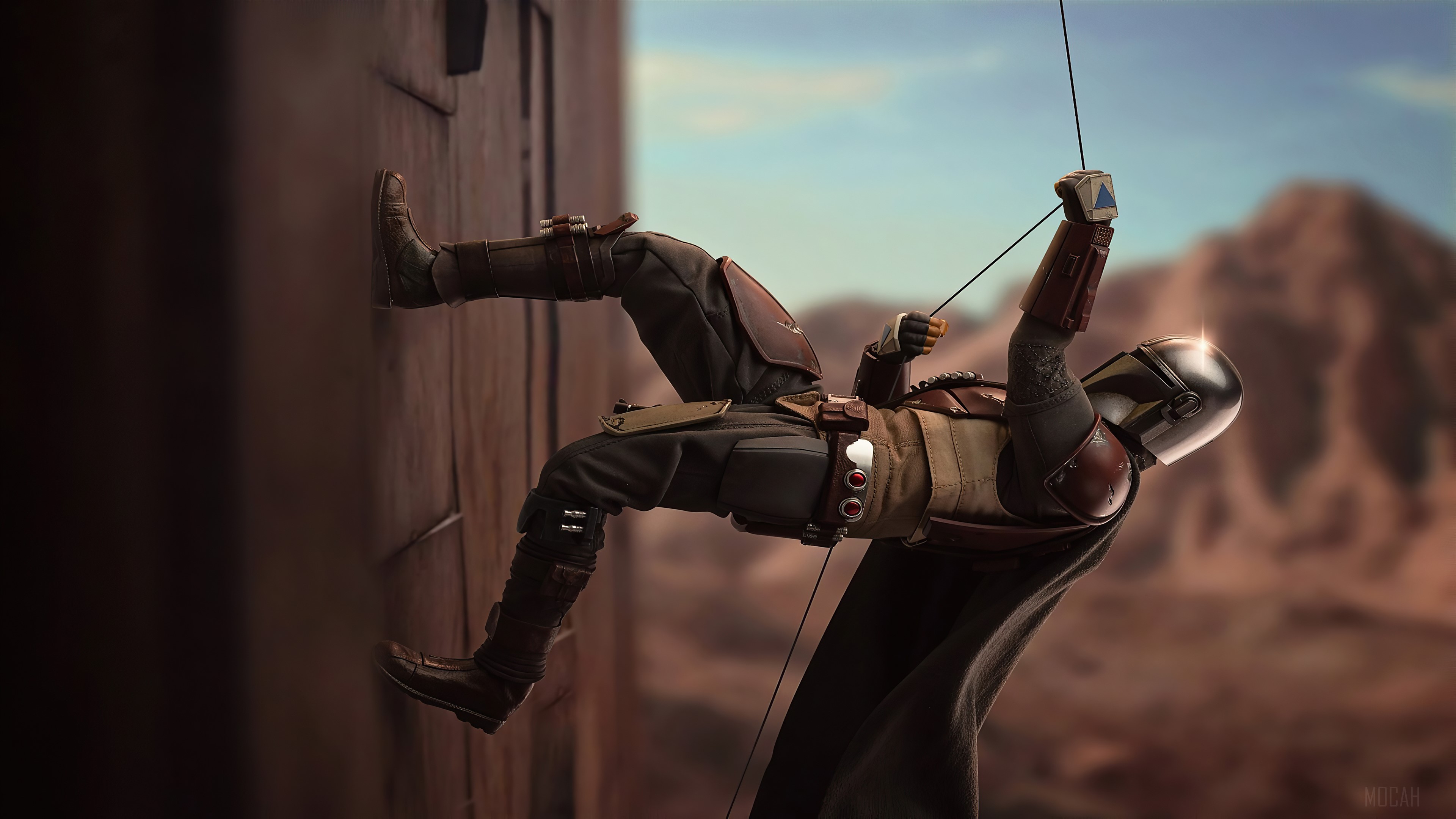The Mandalorian Climbing HD Wallpaper