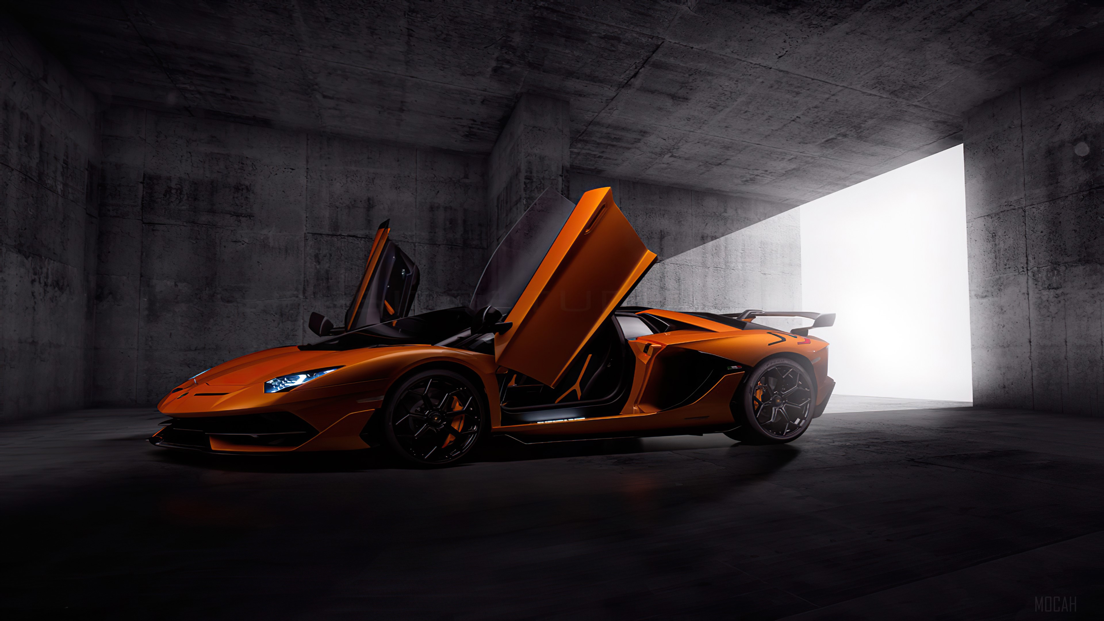 Orange Lamborghini Aventador SVJ 4K HD Wallpaper