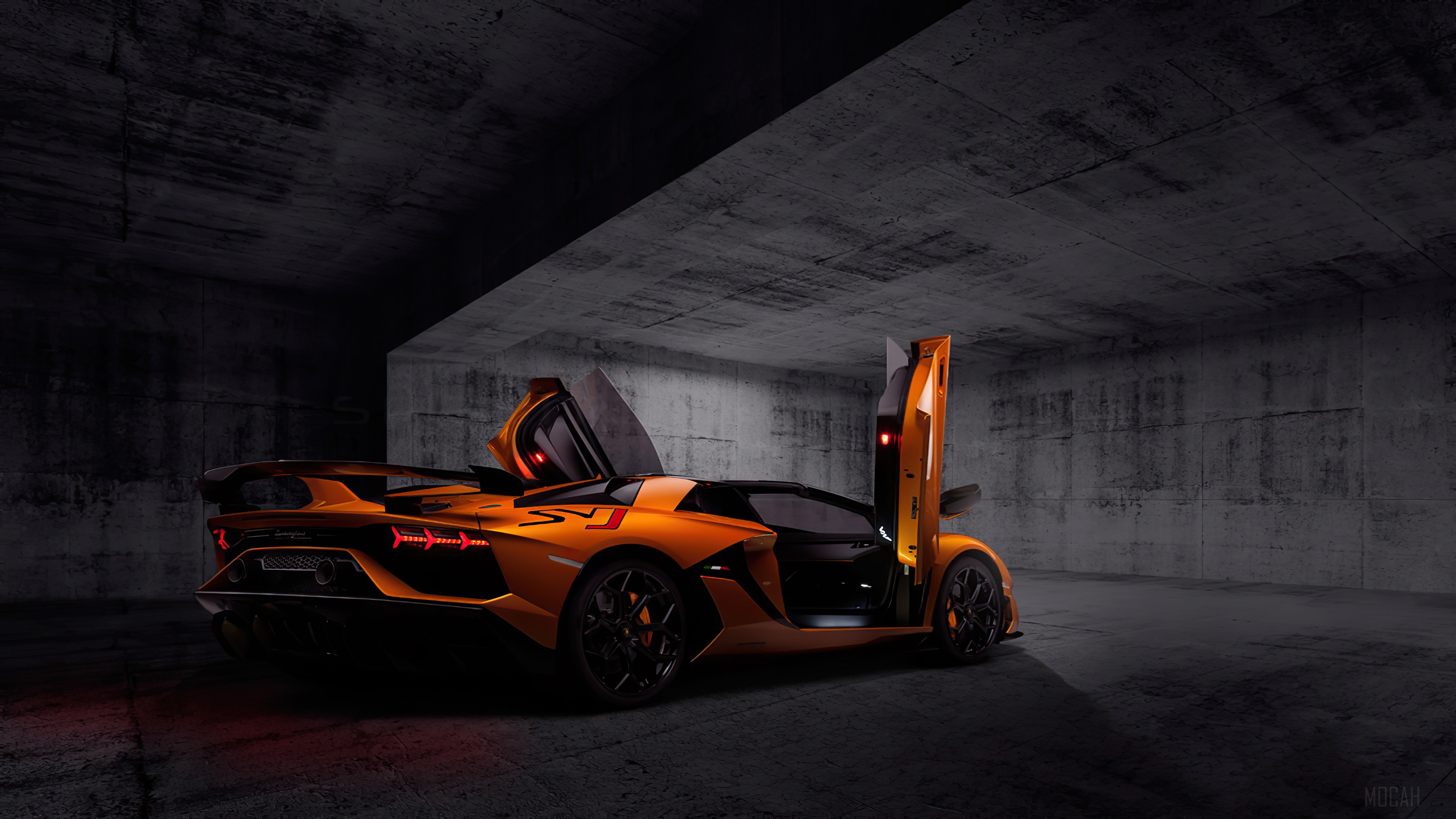 Orange Lamborghini Aventador SVJ 4K HD Wallpaper