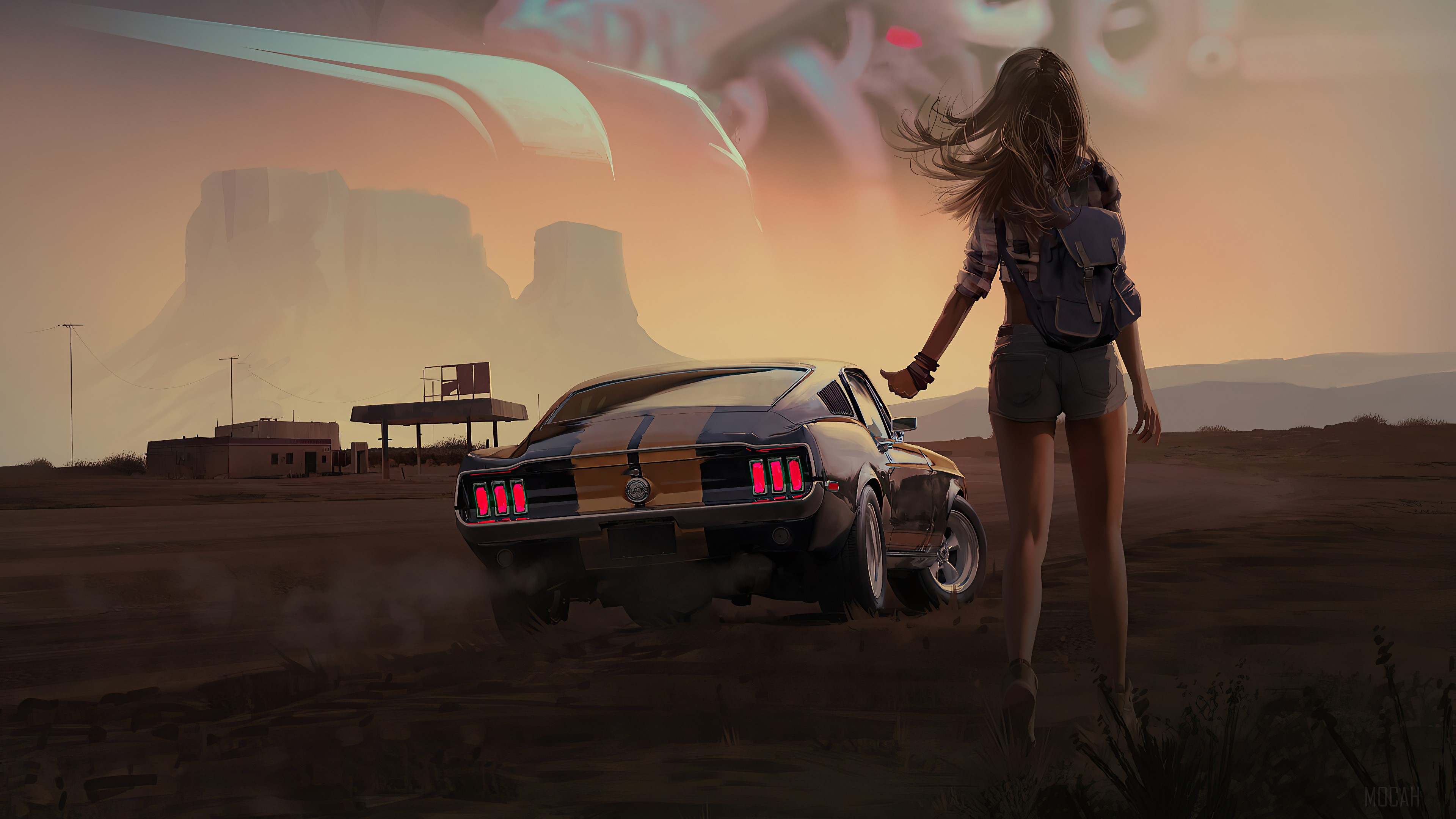 Girl With Mustang HD Wallpaper