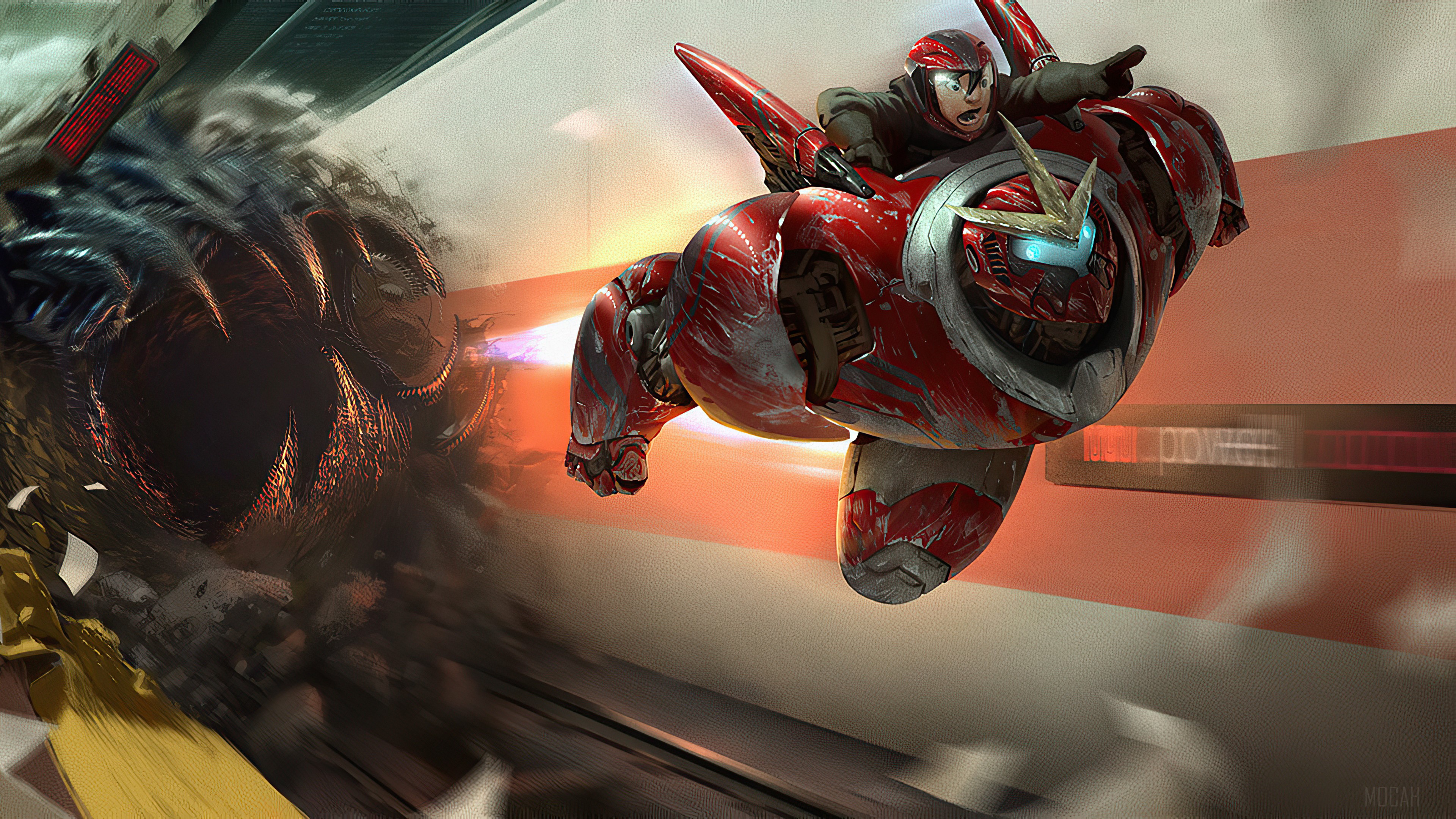 Baymax from Big Hero 6 in battle 4K HD Wallpaper