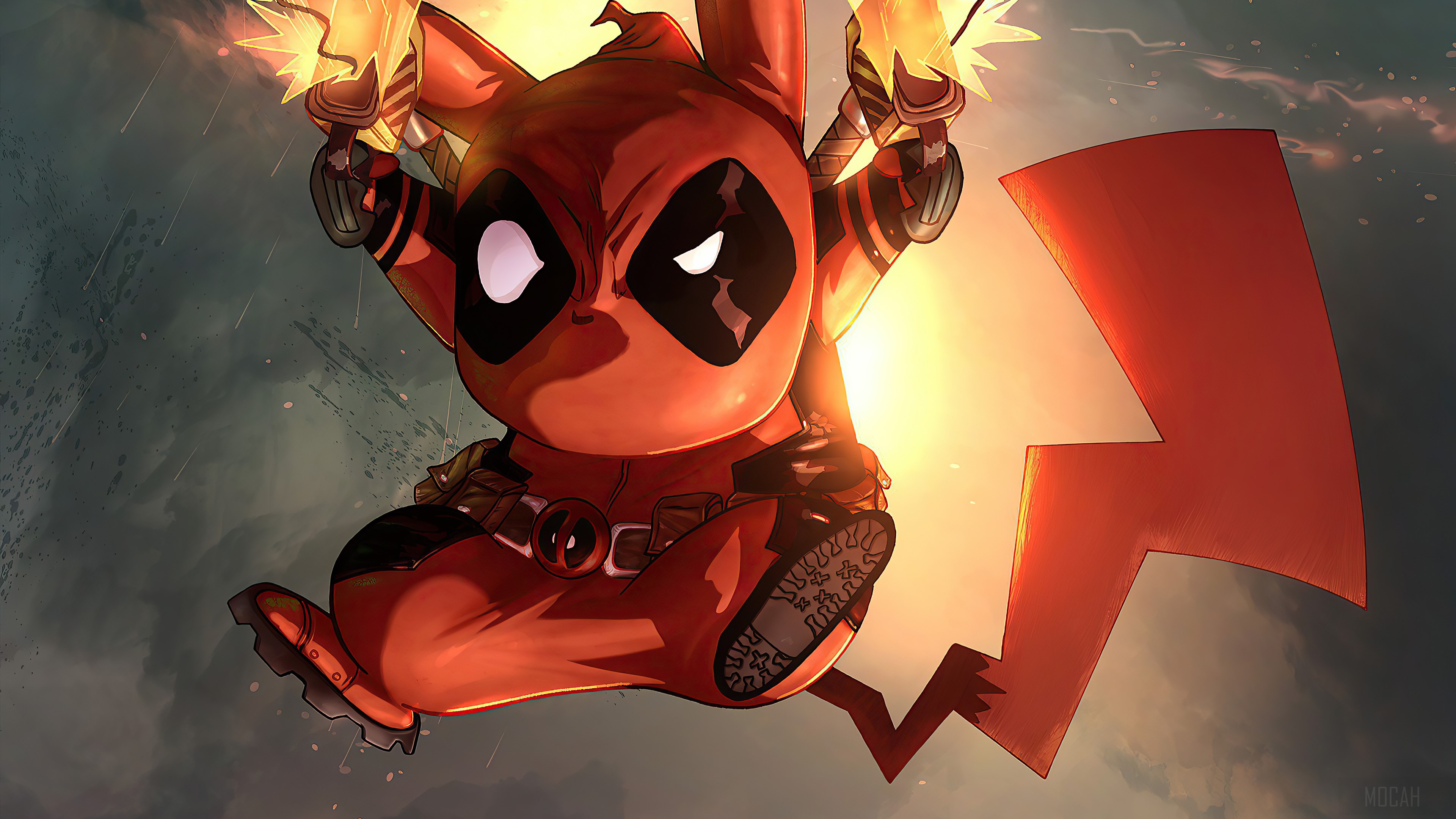Deadpool Pikachu with guns HD Wallpaper