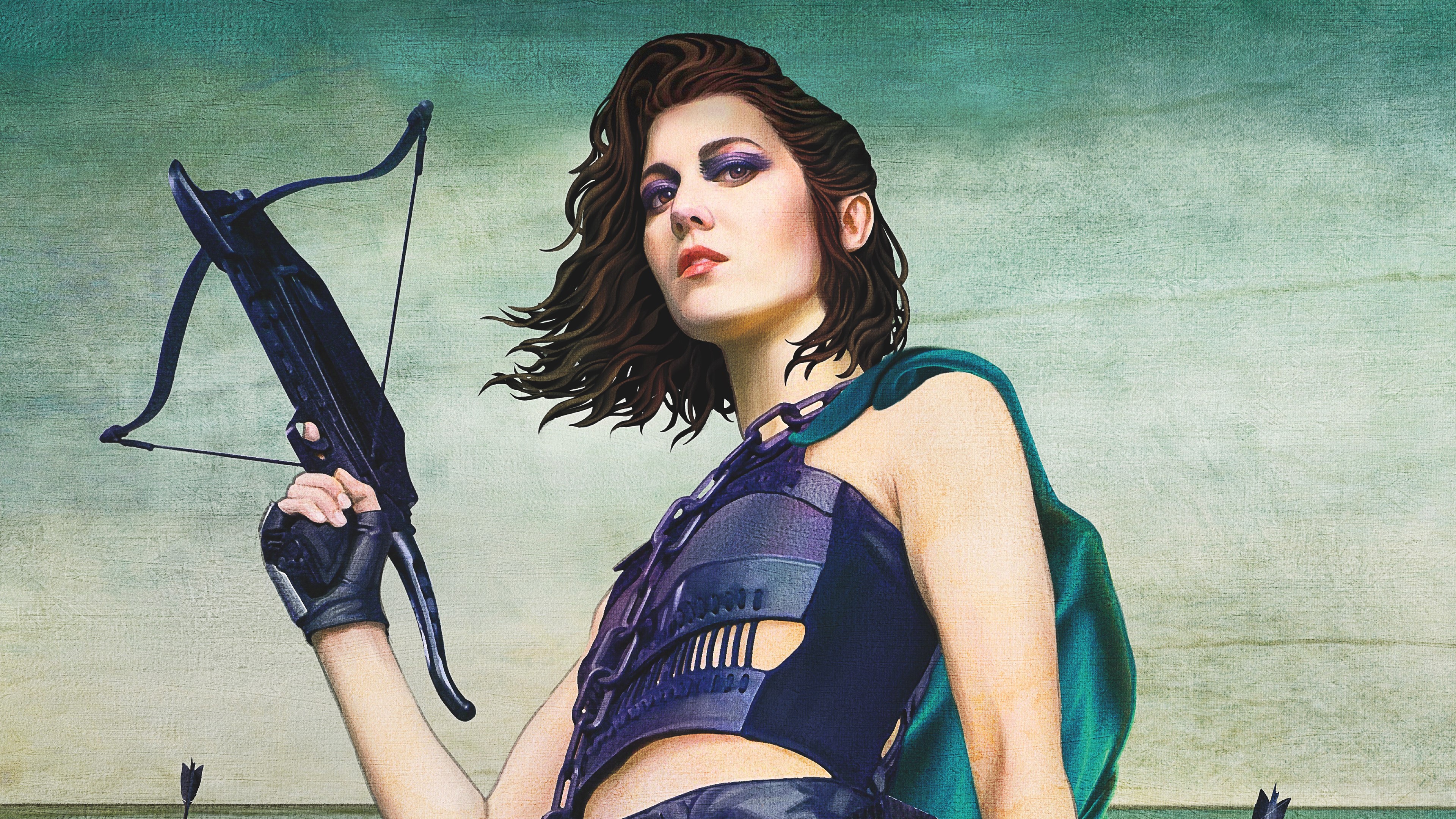 Huntress from Birds of Prey with a crossbow 4K HD Wallpaper