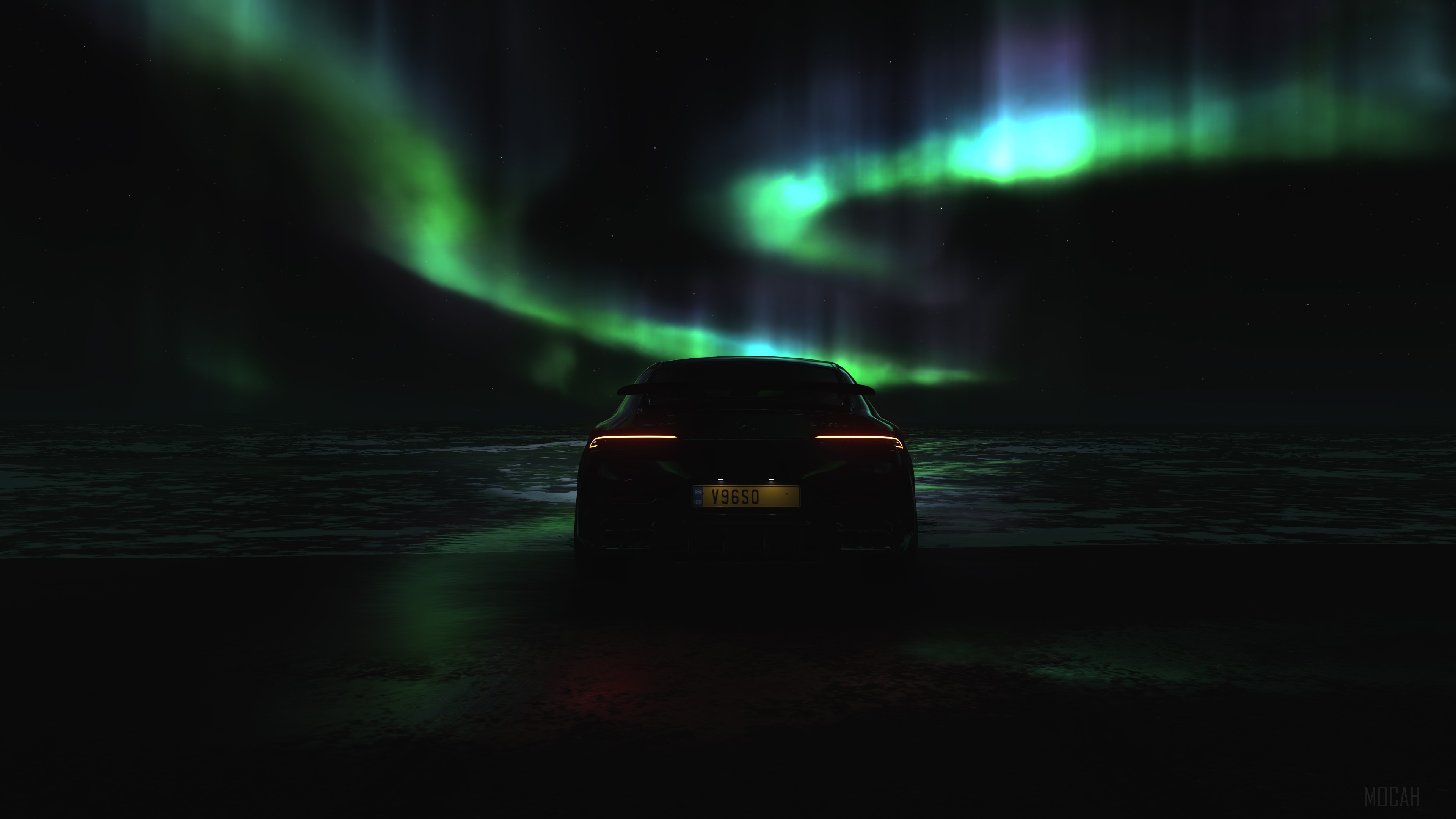 Mercedes-AMG GT 64 S 4K under Aurora Borealis HD Wallpaper
