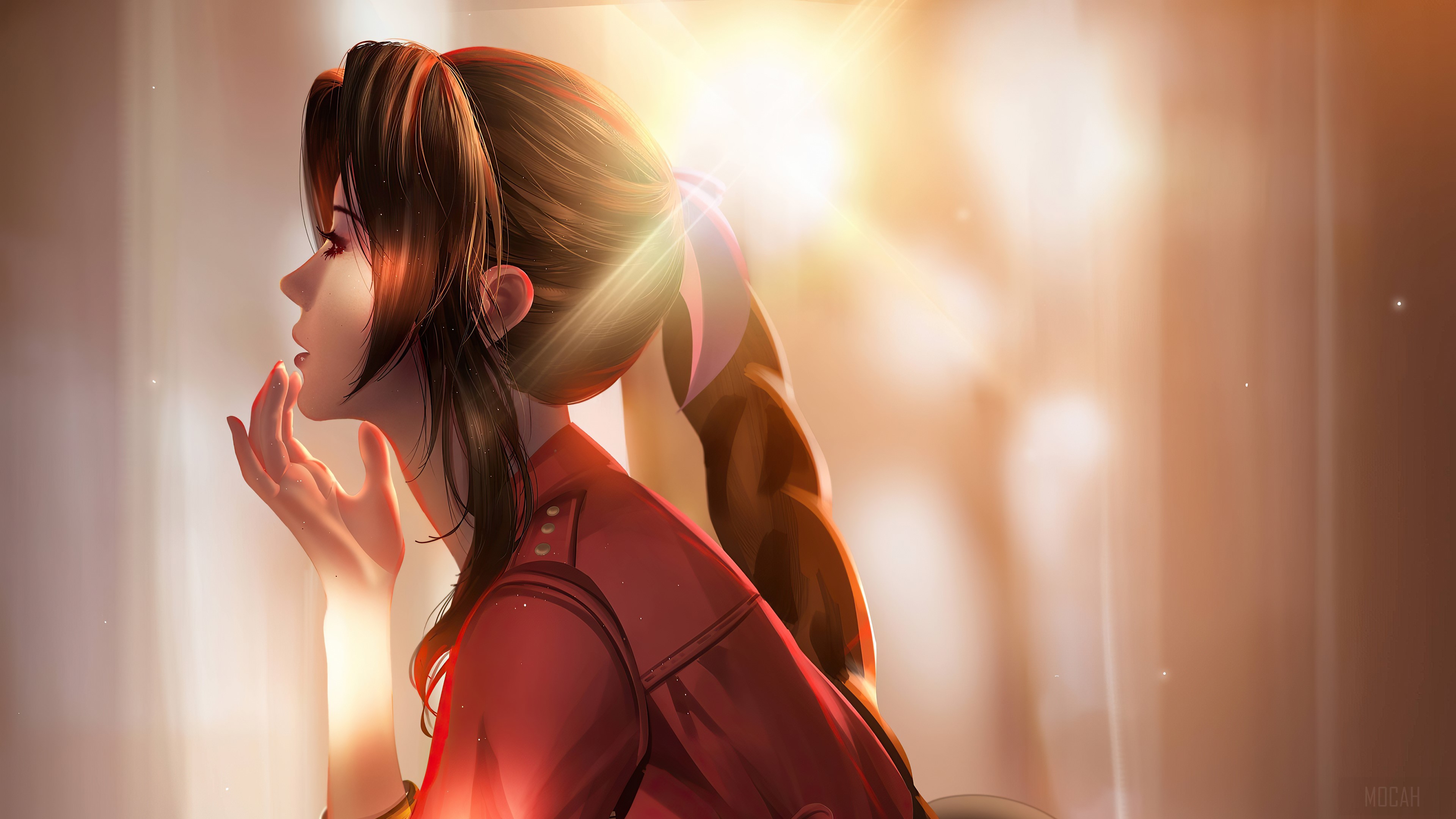Final Fantasy Aerith Gainsborough in Warm Light 4K HD Wallpaper