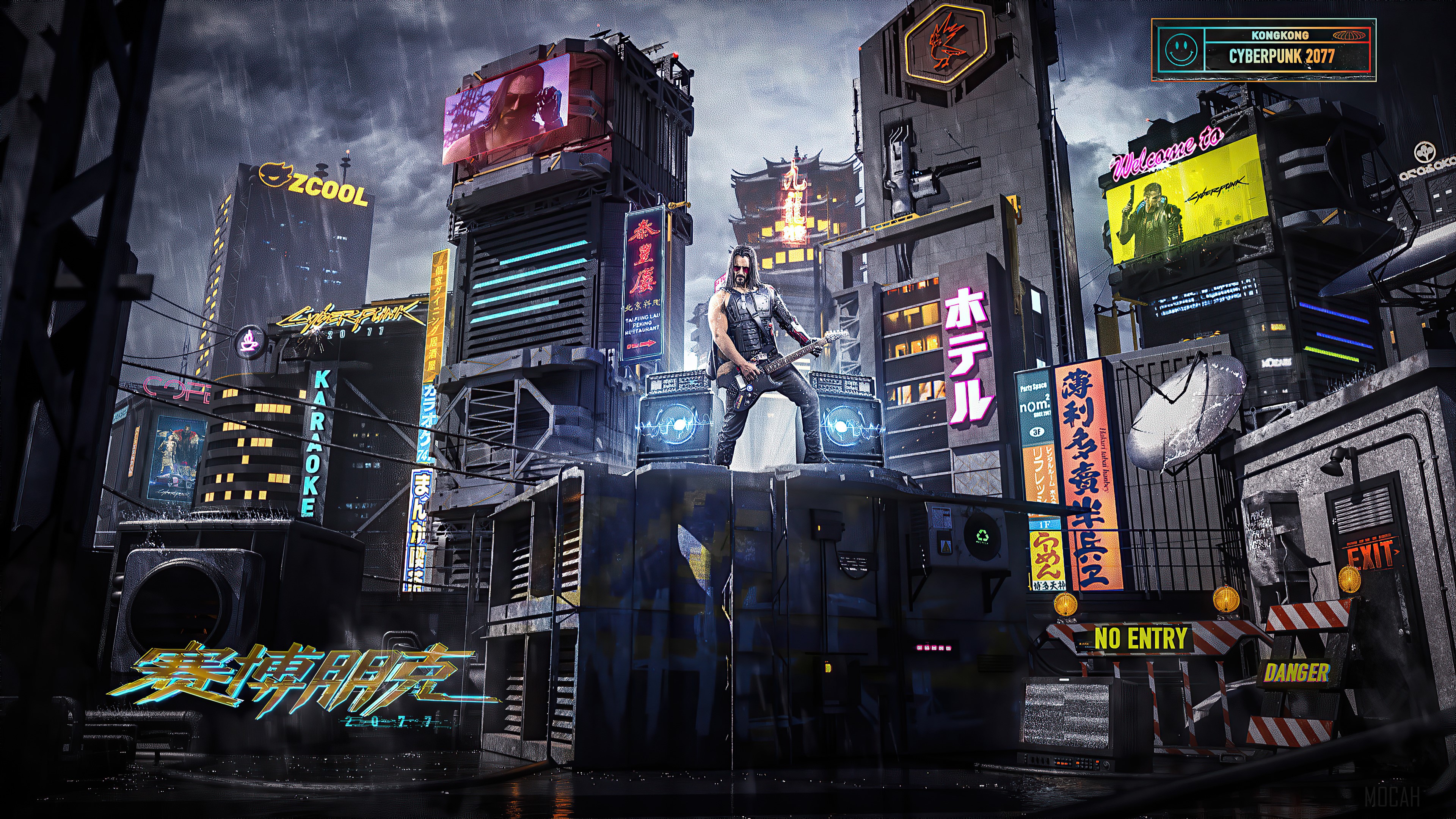 Johnny Silverhand from Cyberpunk 2077 with Guitar 4K HD Wallpaper