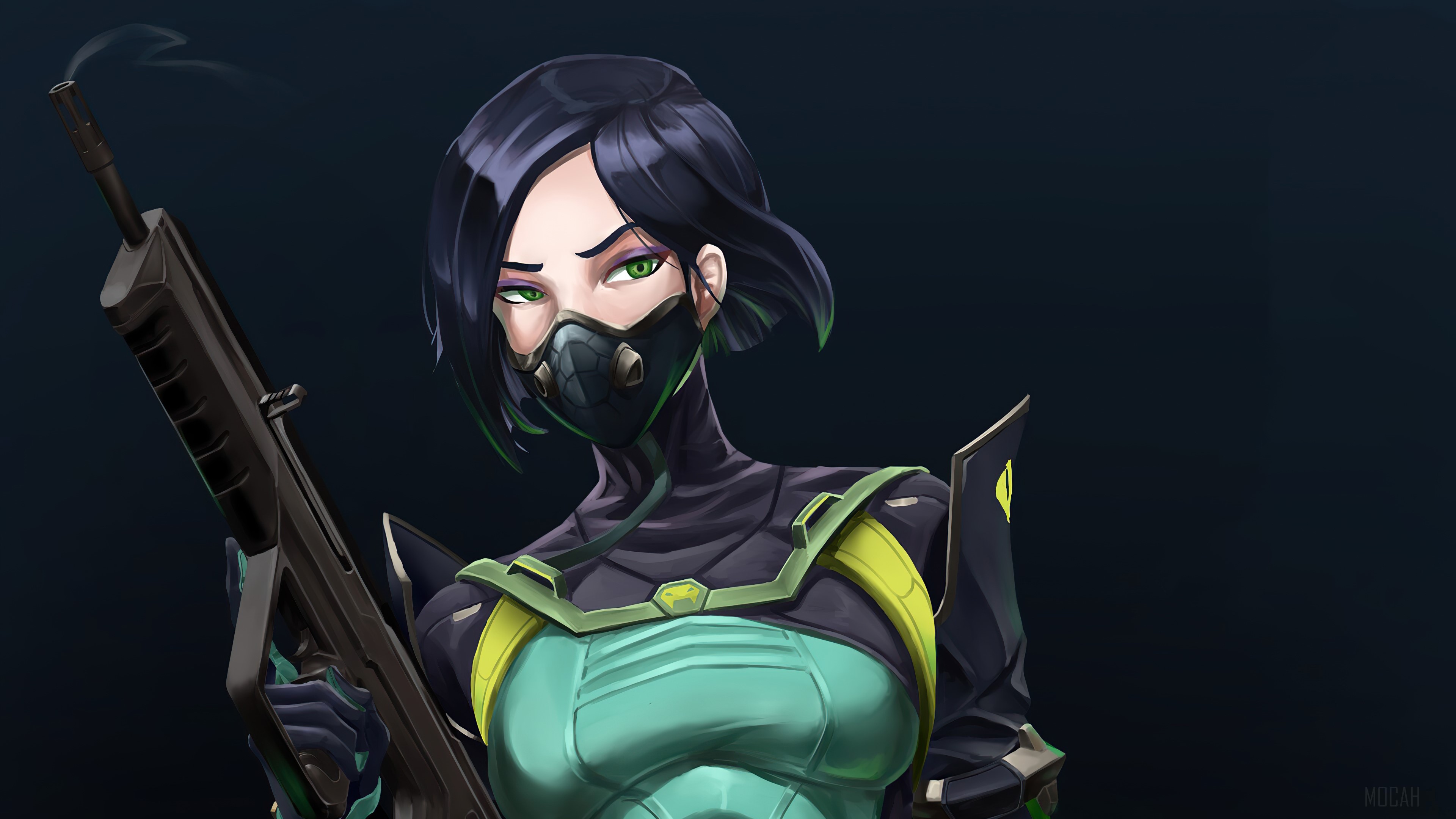 Viper from Valorant holding a rifle HD Wallpaper