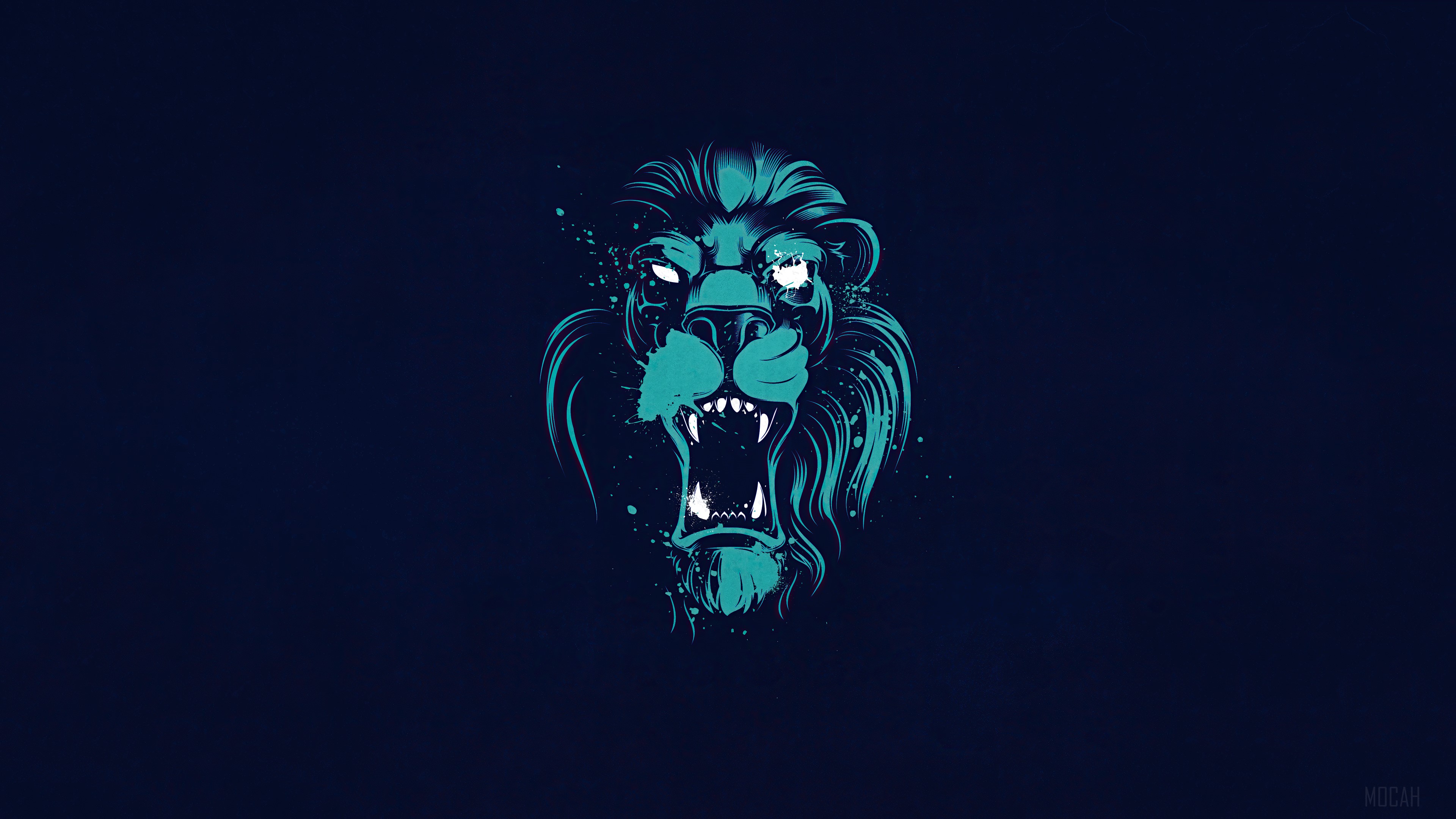 Lion Opening Mouth Illustration HD Wallpaper