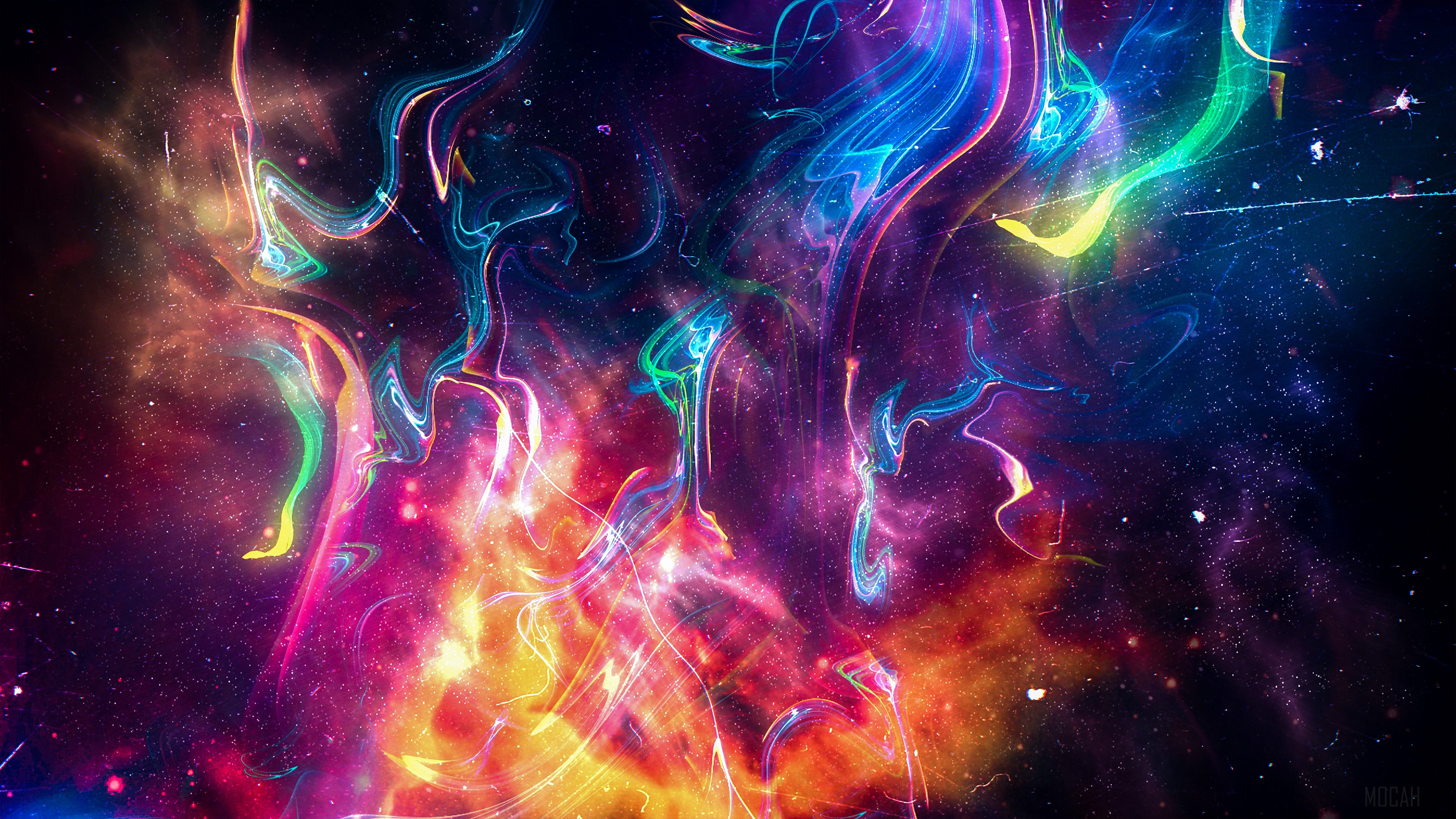 Colorful abstract lines and splashes in 4K HD Wallpaper