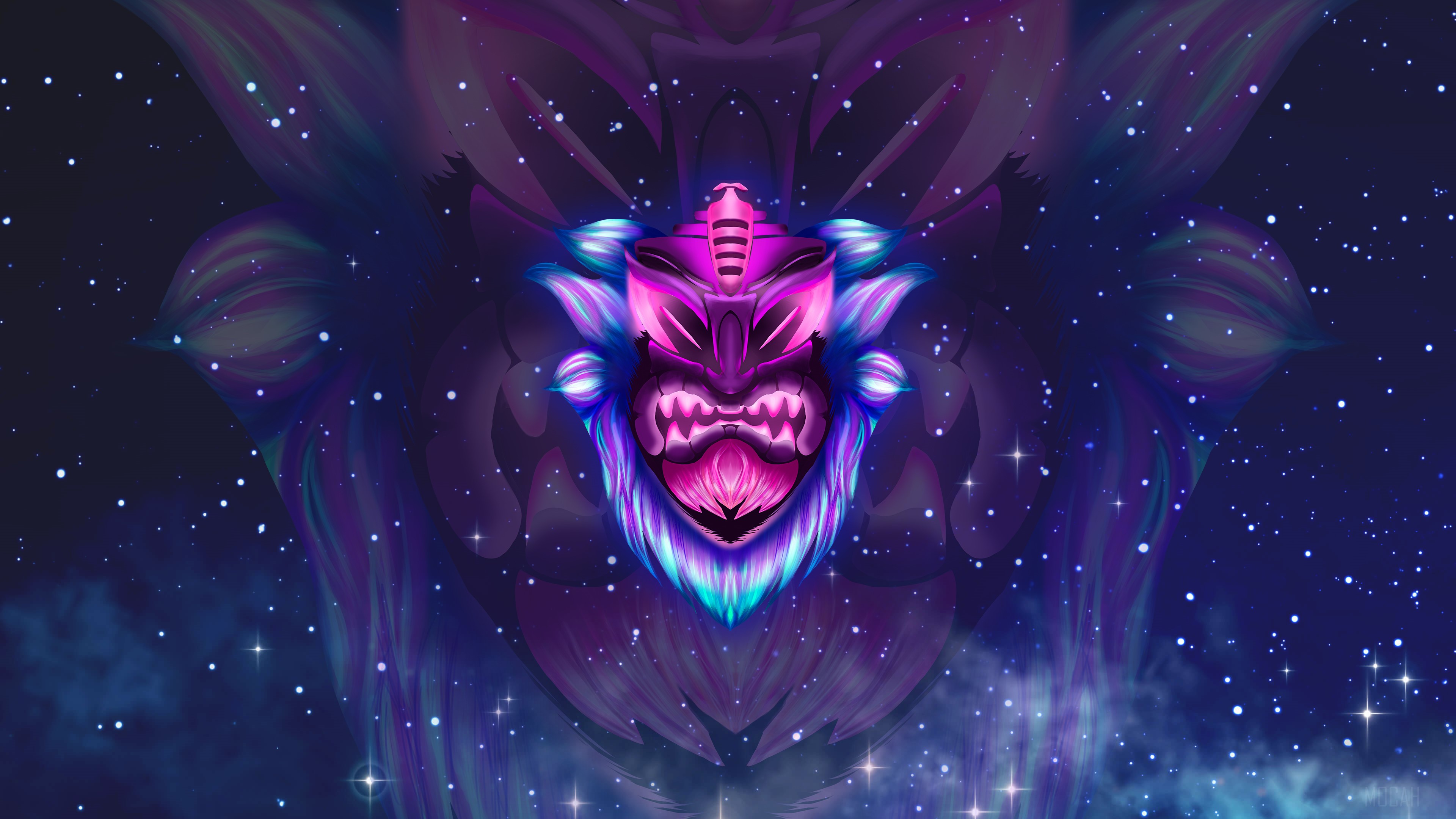 Tiki Mask in Space with Stars HD Wallpaper