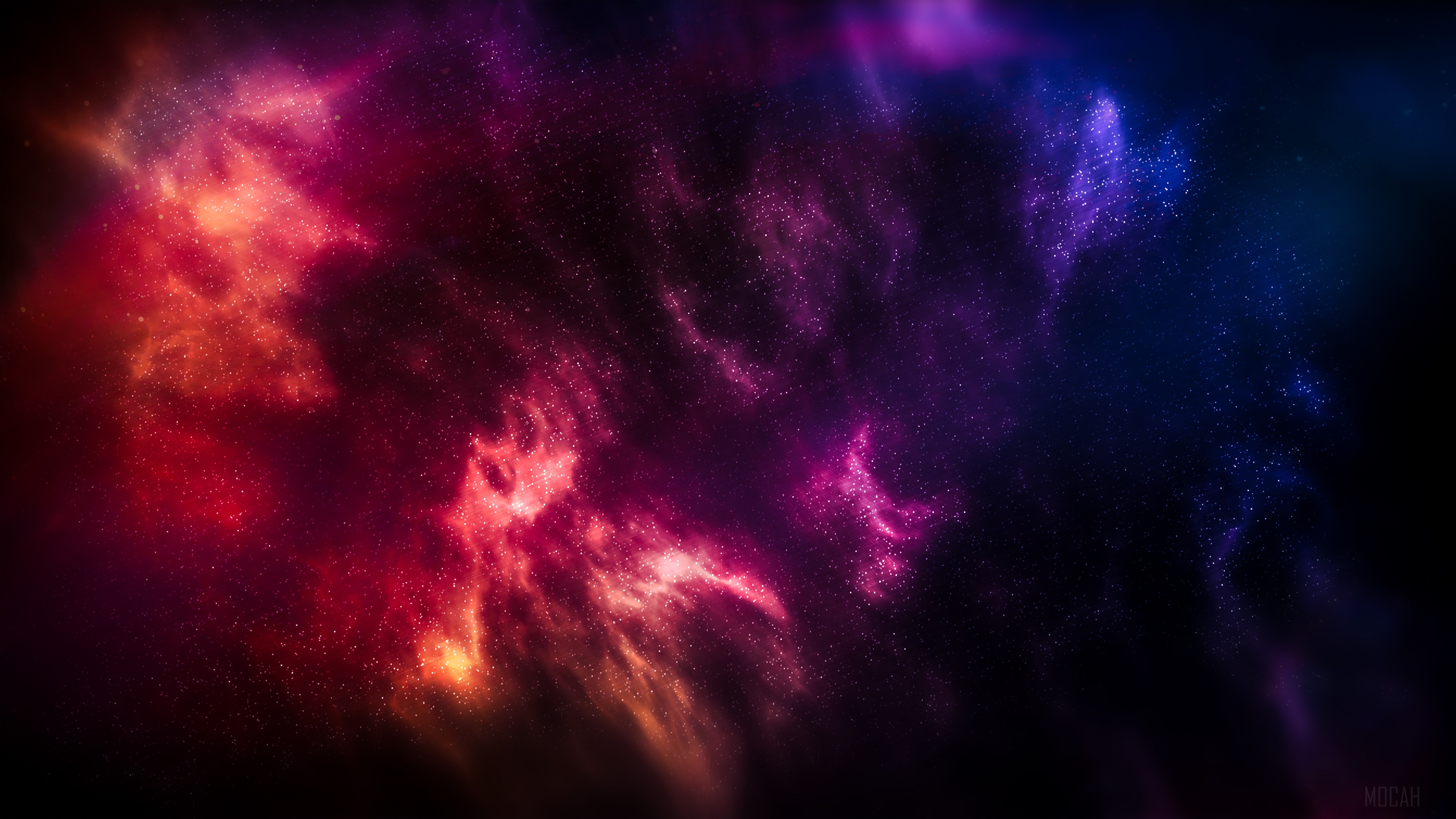 Abstract Nebula with Red, Purple, and Blue Hues 4K HD Wallpaper