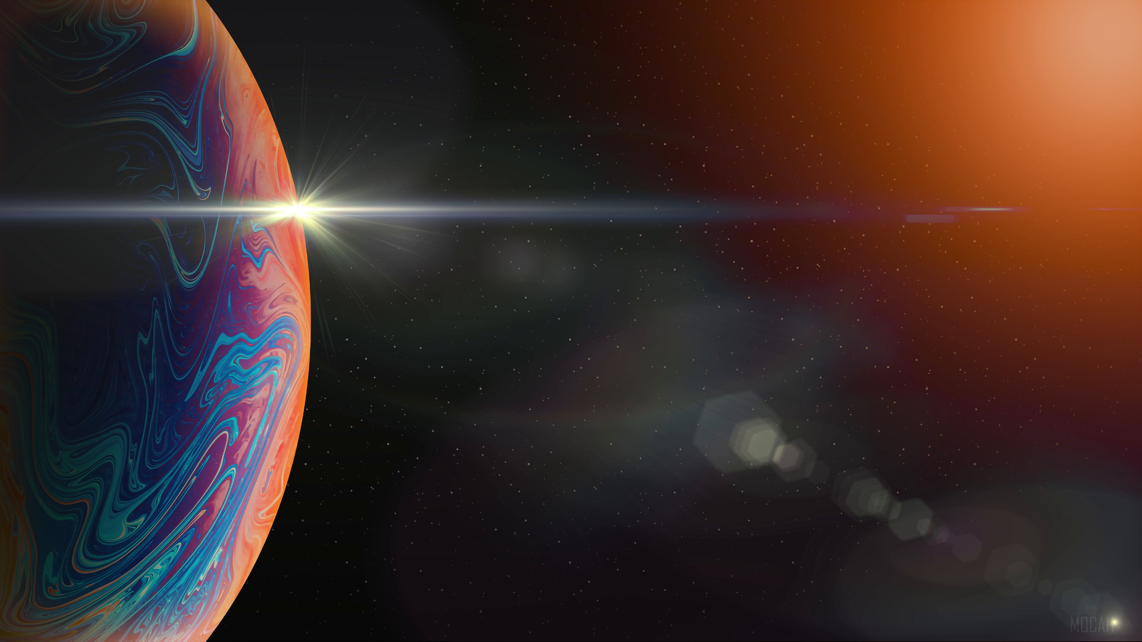 Abstract Planet with Sun Flare 4K HD Wallpaper