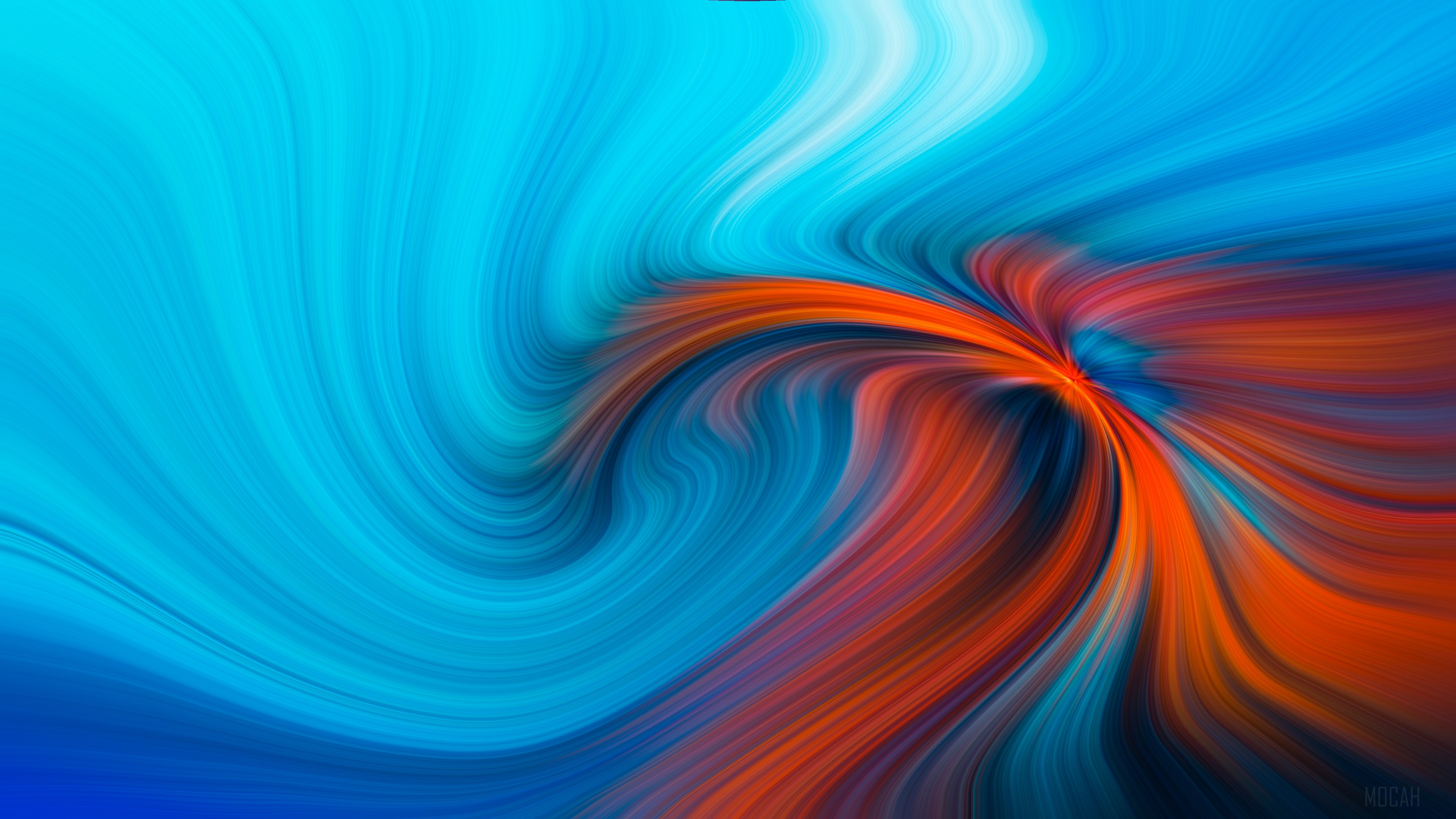 Abstract Blue and Orange Swirl 4K HD Wallpaper
