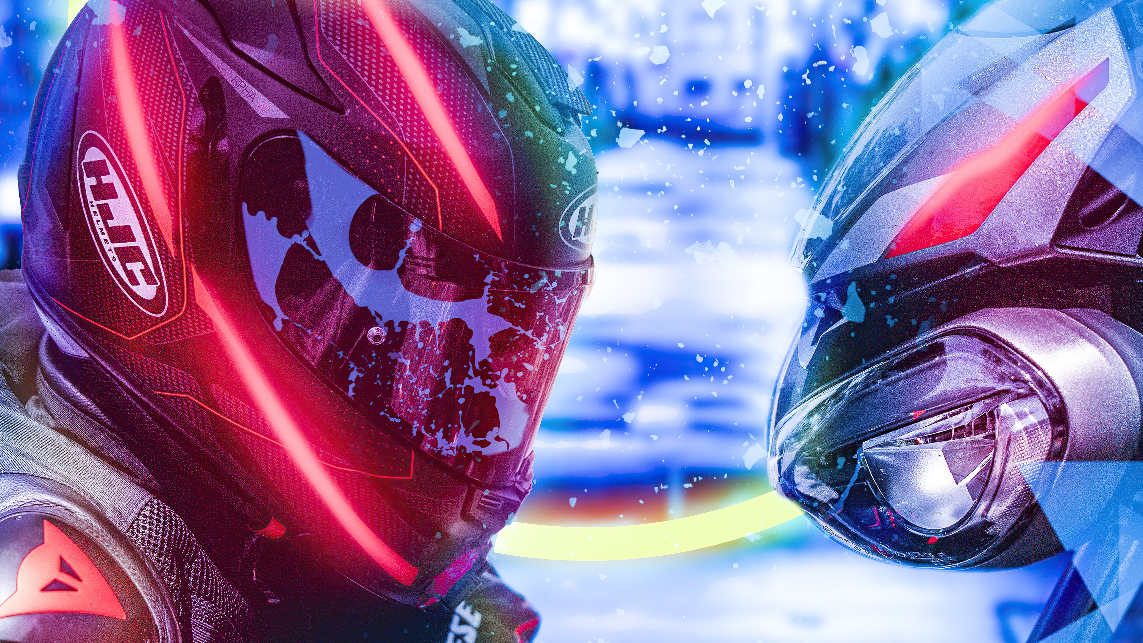 Motorcyclists with HJC Helmets HD Wallpaper