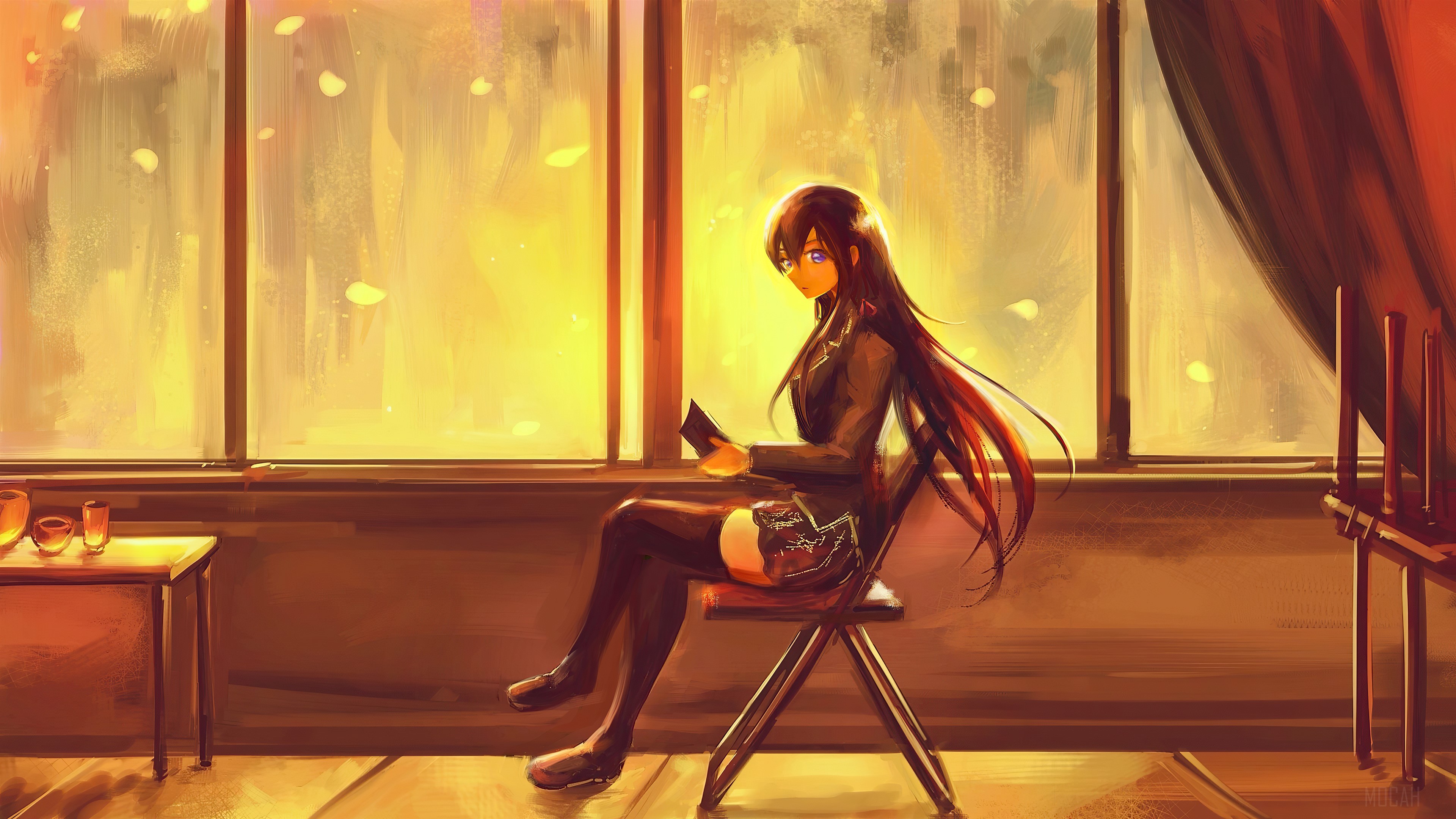Yukino Yukinoshita reading by the window 4K HD Wallpaper