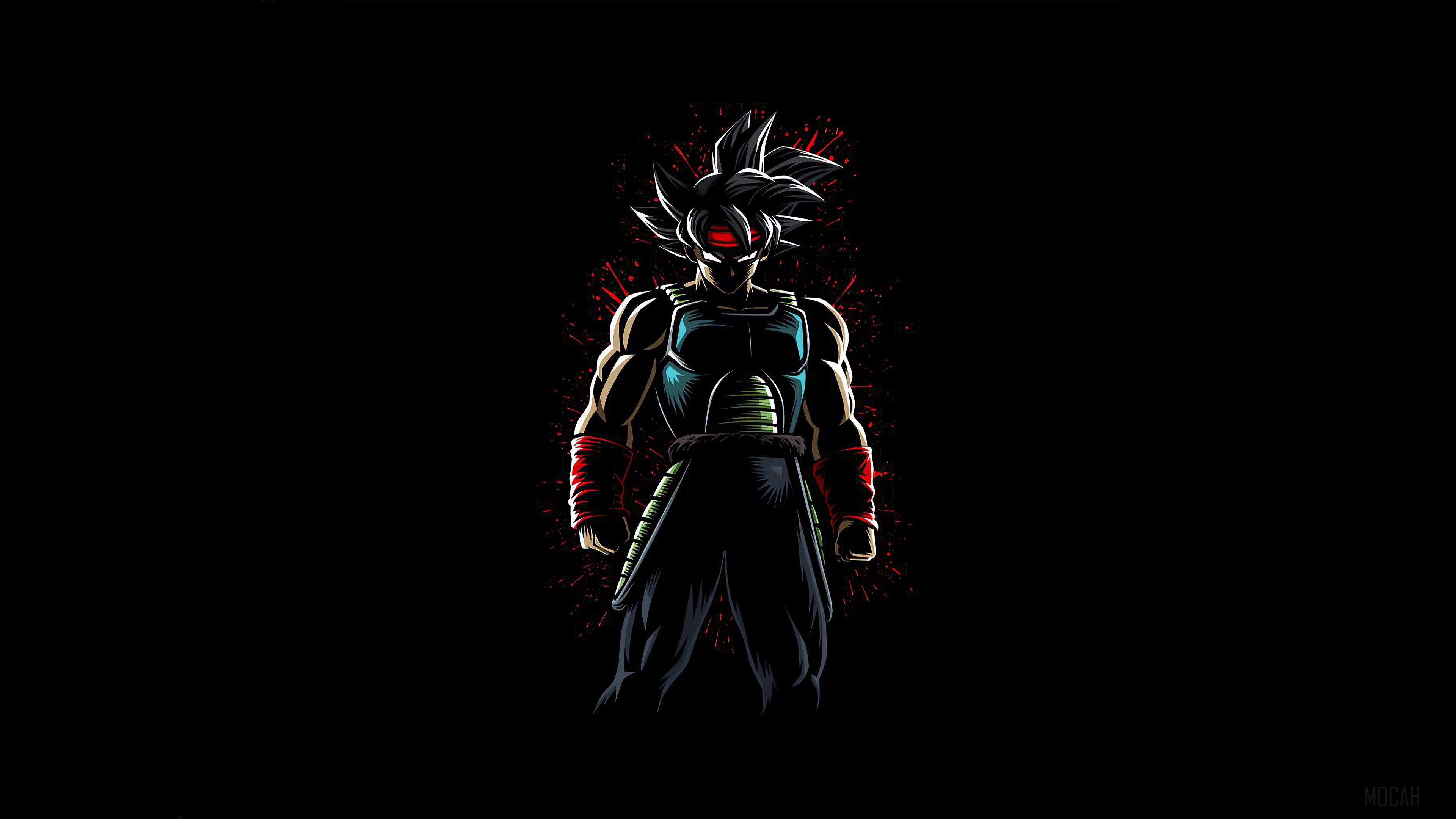 Bardock Dark Silhouette with Red Paint Splatter 4K HD Wallpaper
