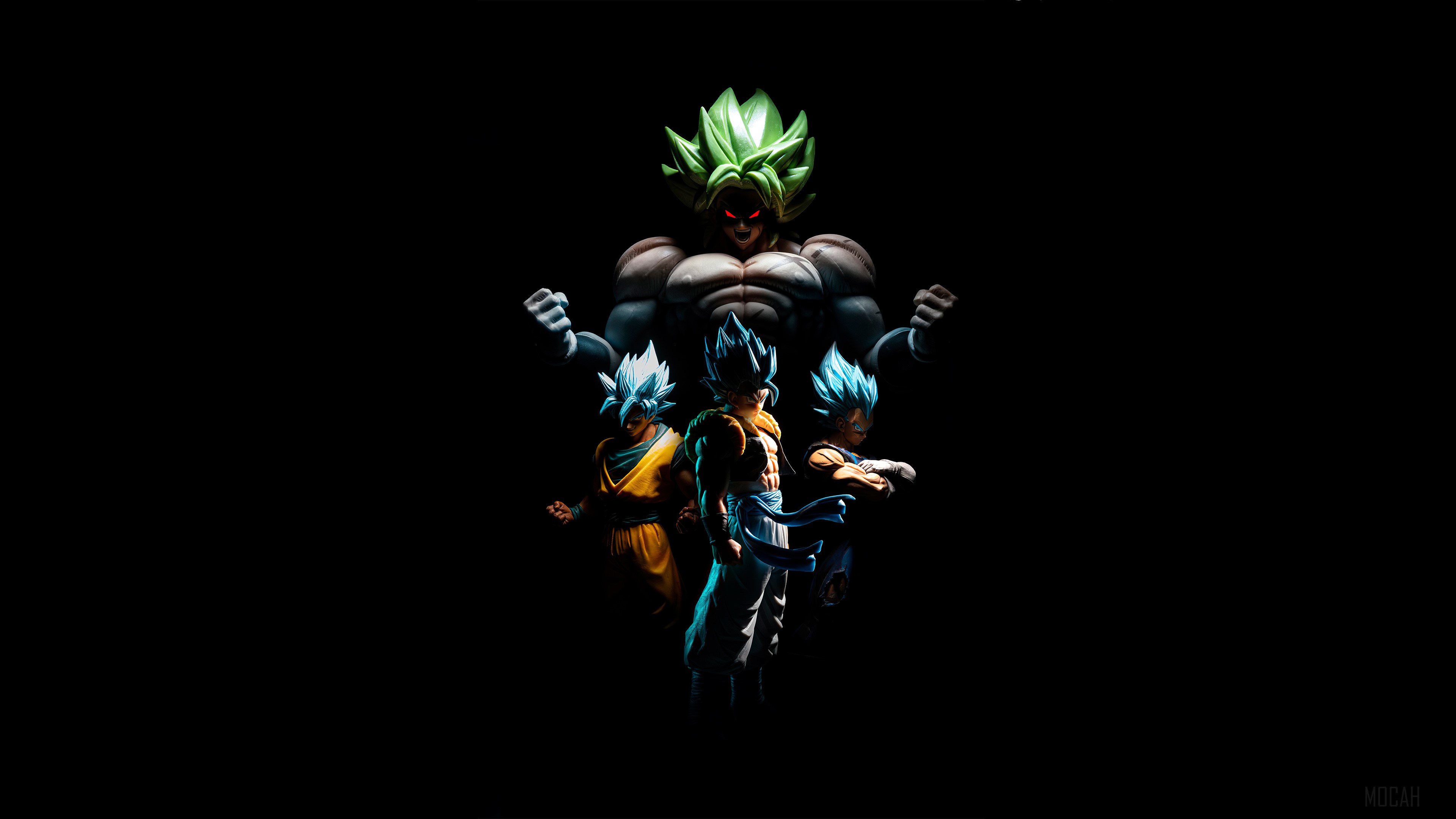 Broly, Gogeta, Goku, and Vegeta from Dragon Ball 4K HD Wallpaper