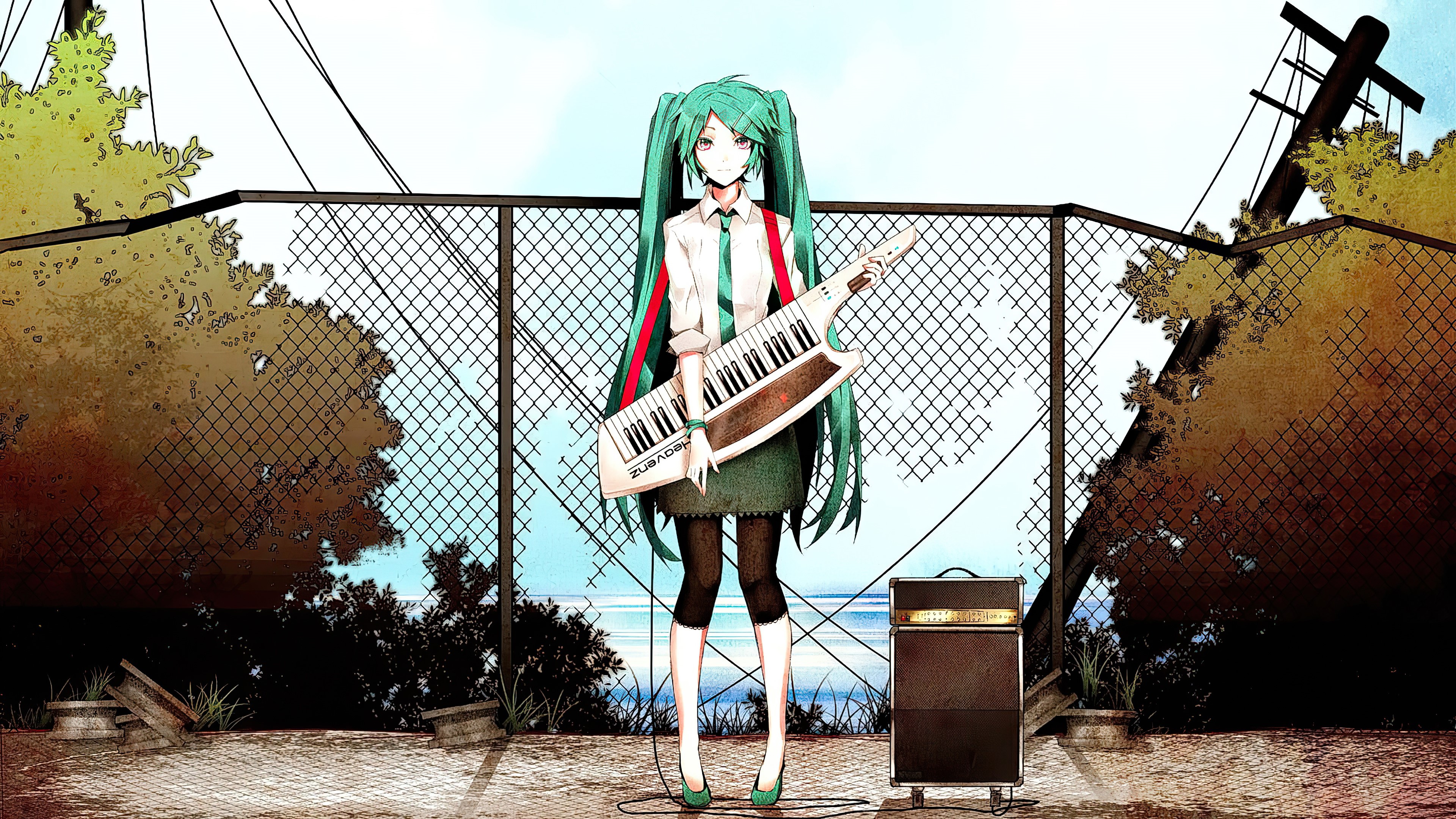 Hatsune Miku with Keytar HD Wallpaper