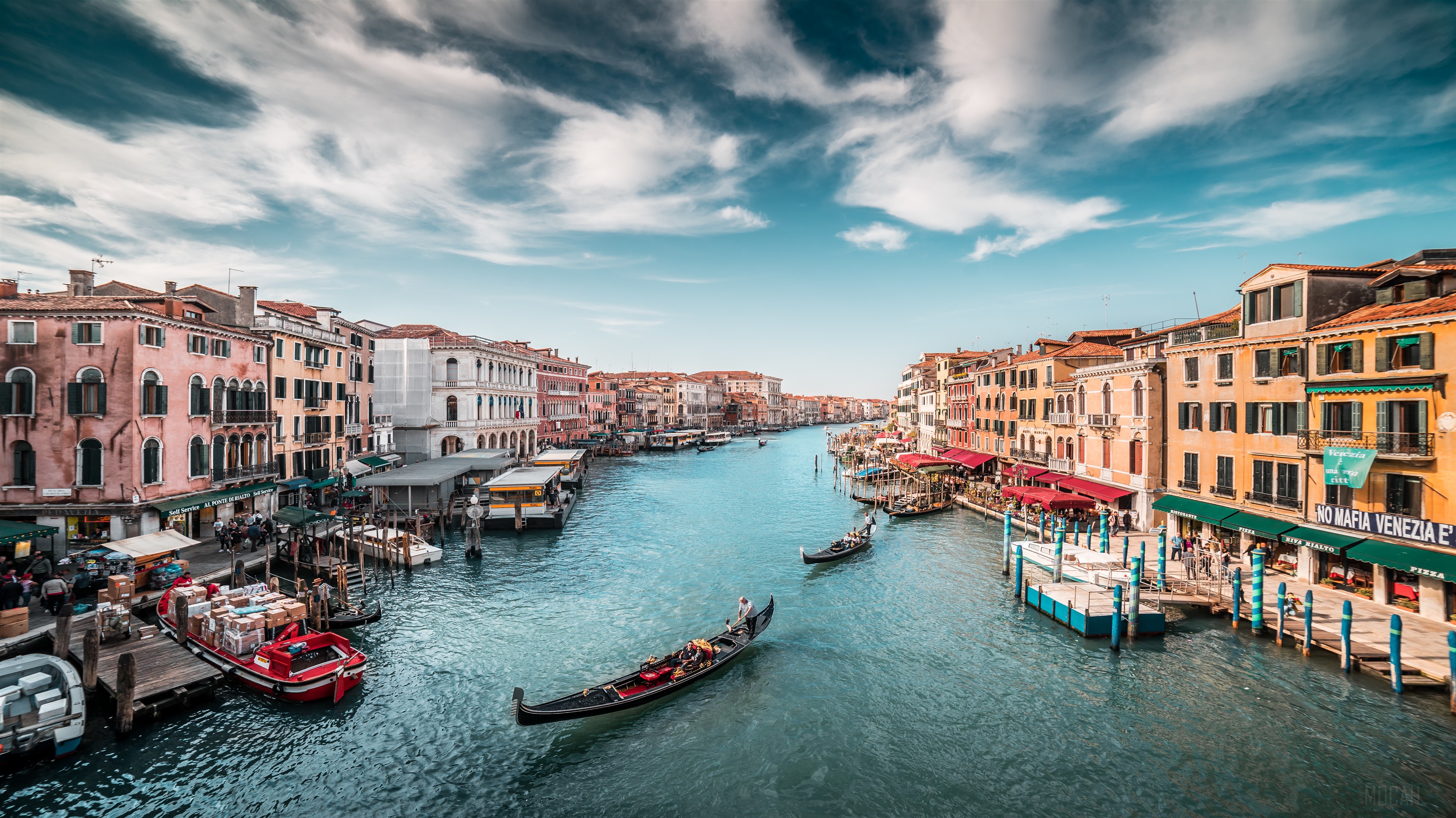 Venice Canal with Gondolas and Buildings, Italy 4K HD Wallpaper