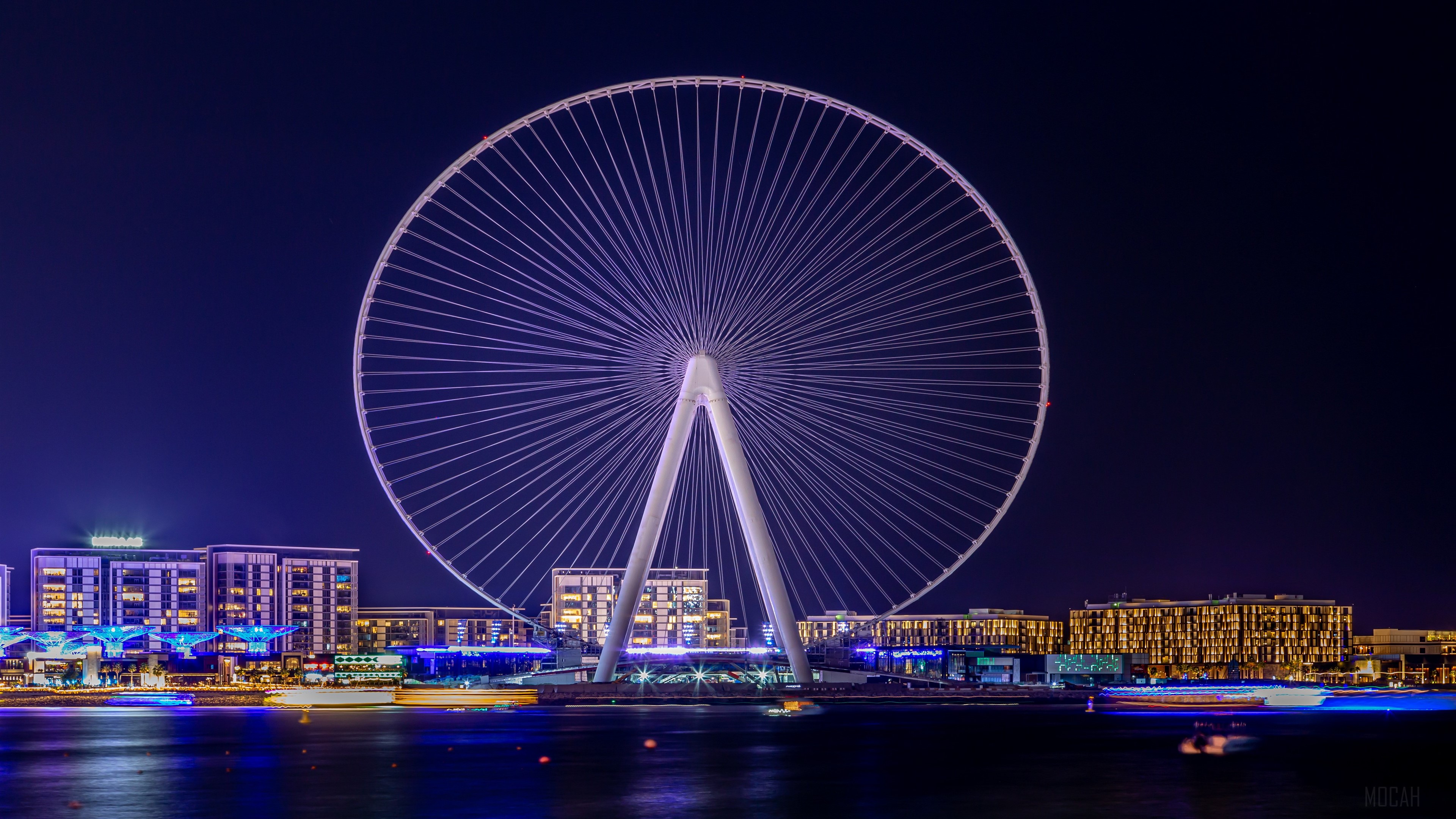Ain Dubai Ferris Wheel at Night in Dubai, UAE 4K HD Wallpaper