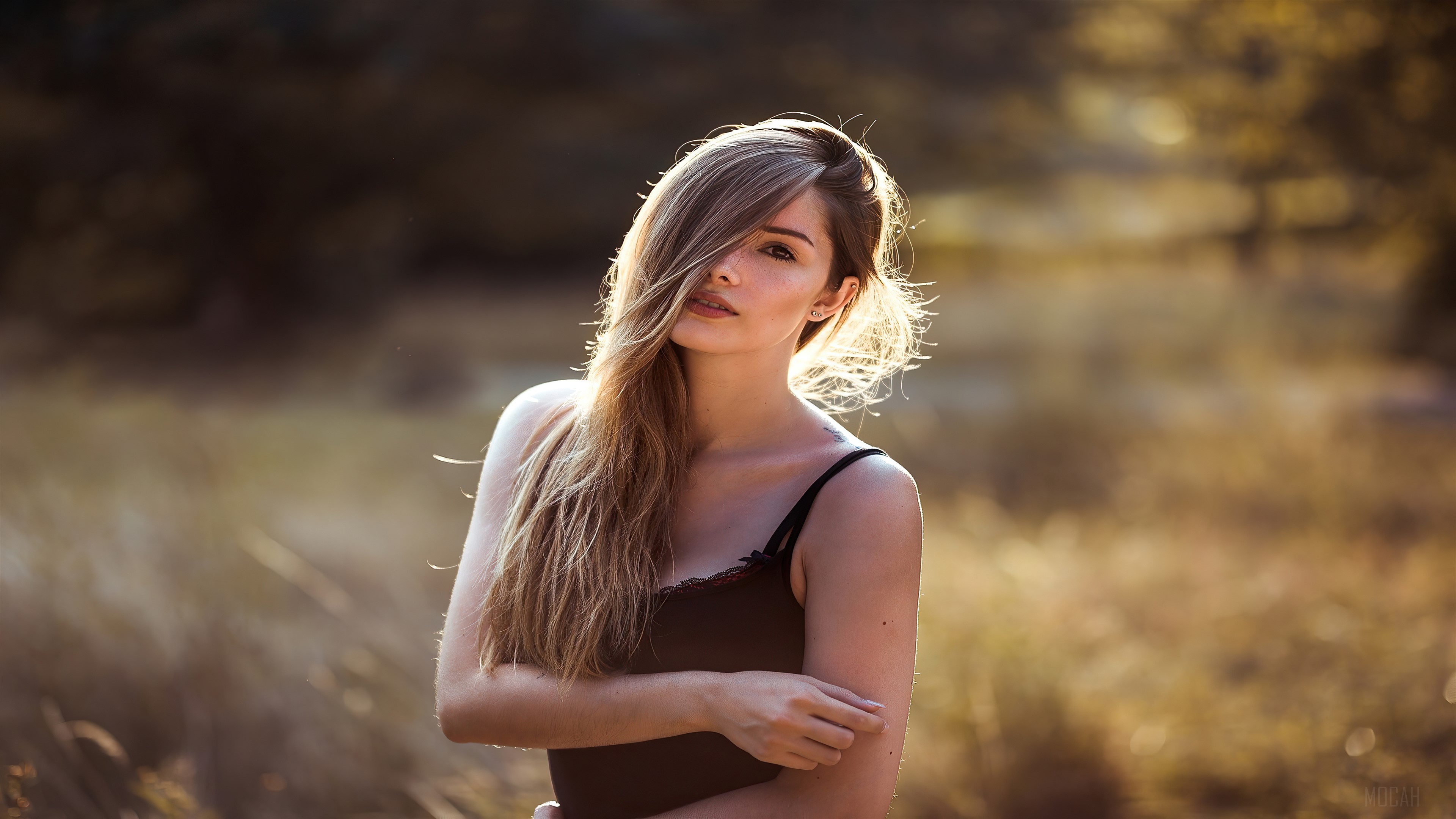Blonde Woman Outdoors 4K HD Wallpaper