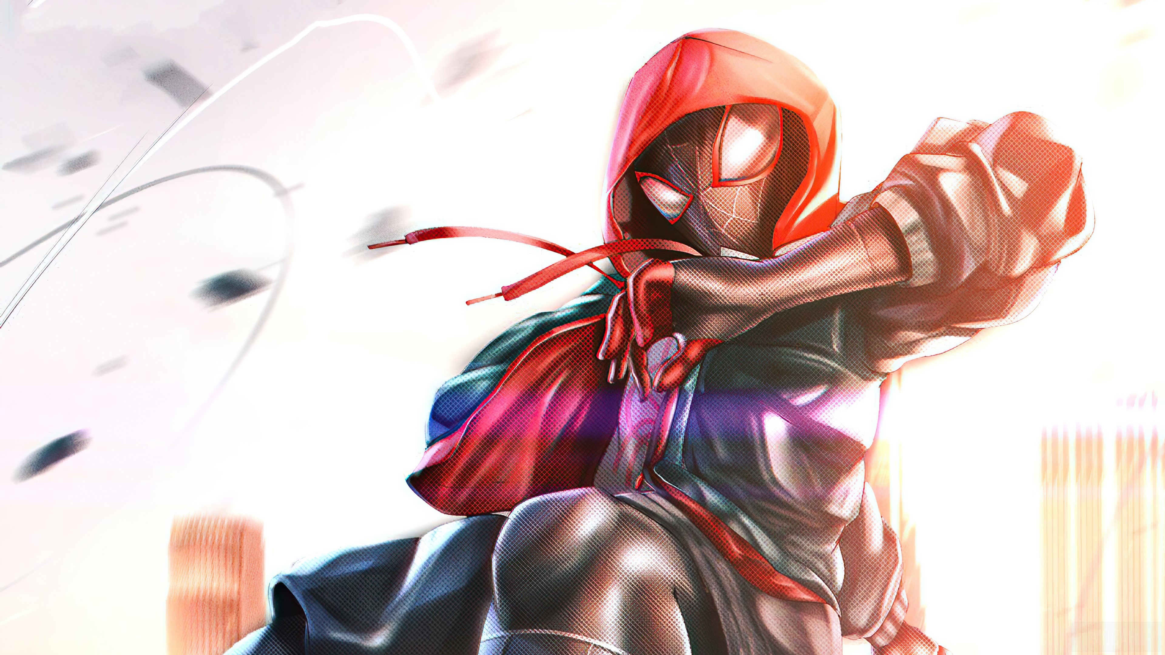 Miles Morales Spider-Man in Red Hoodie 4K HD Wallpaper
