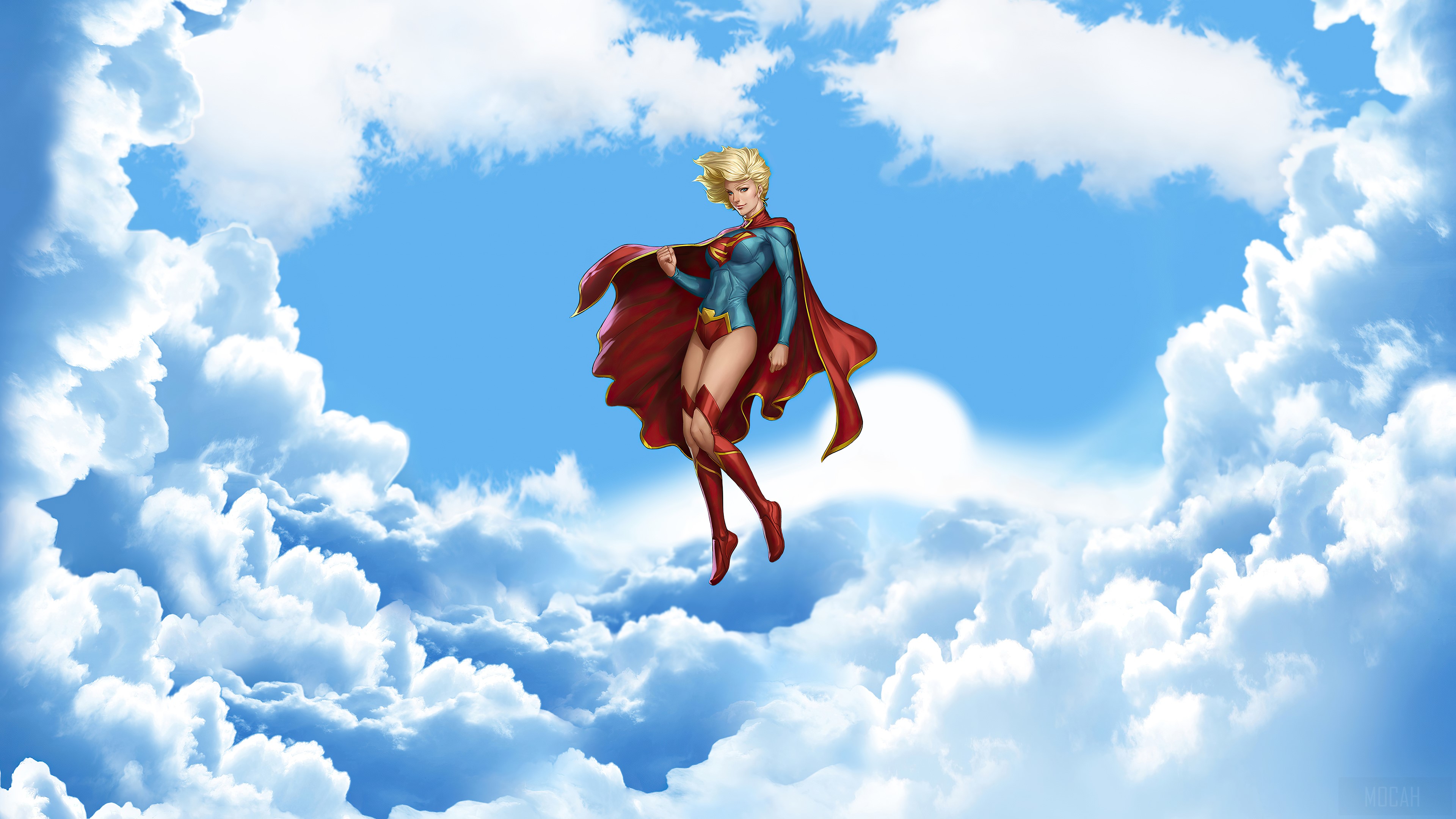 Supergirl flying in the sky 4K HD Wallpaper