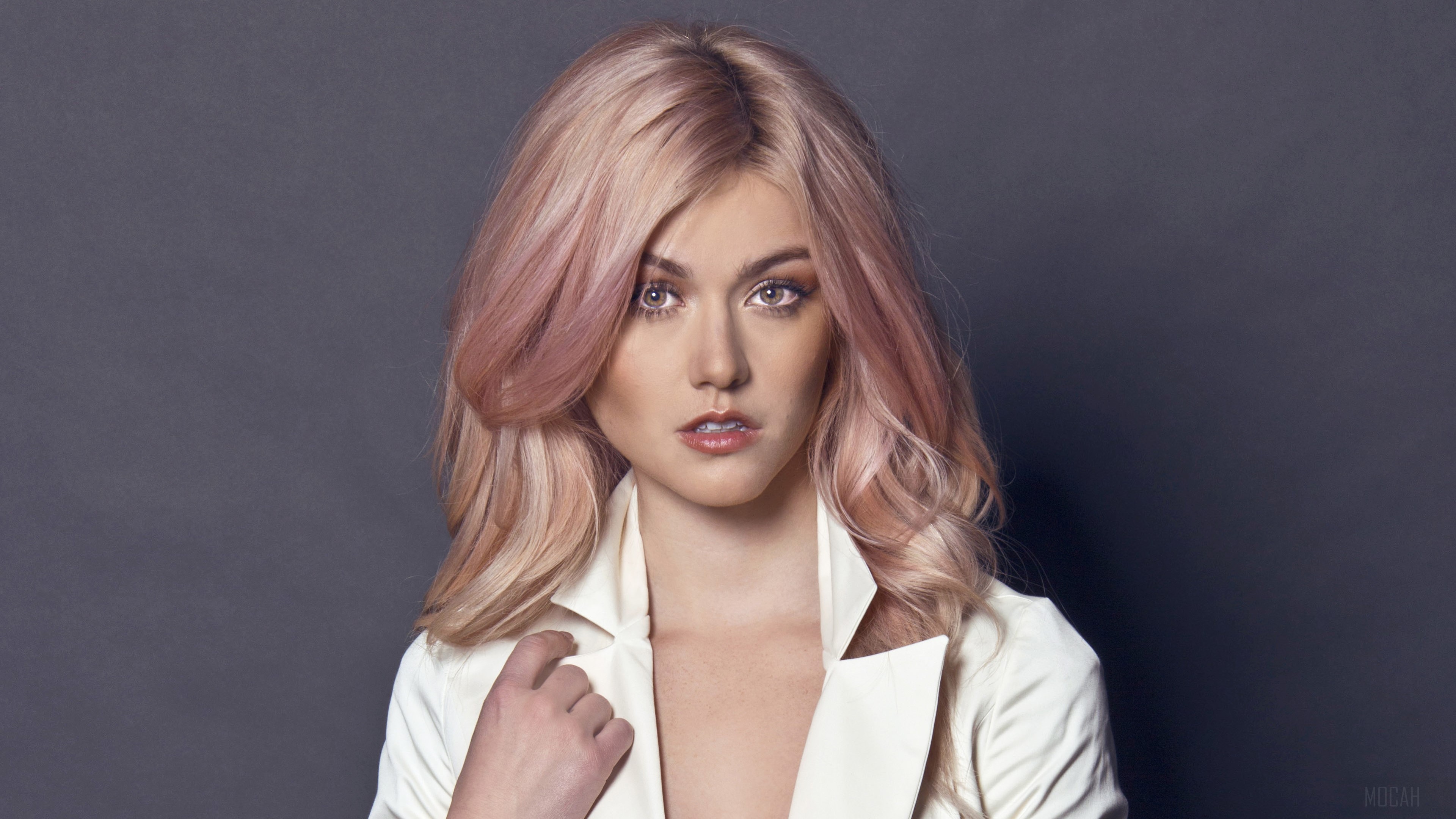 Katherine McNamara in white blazer HD Wallpaper