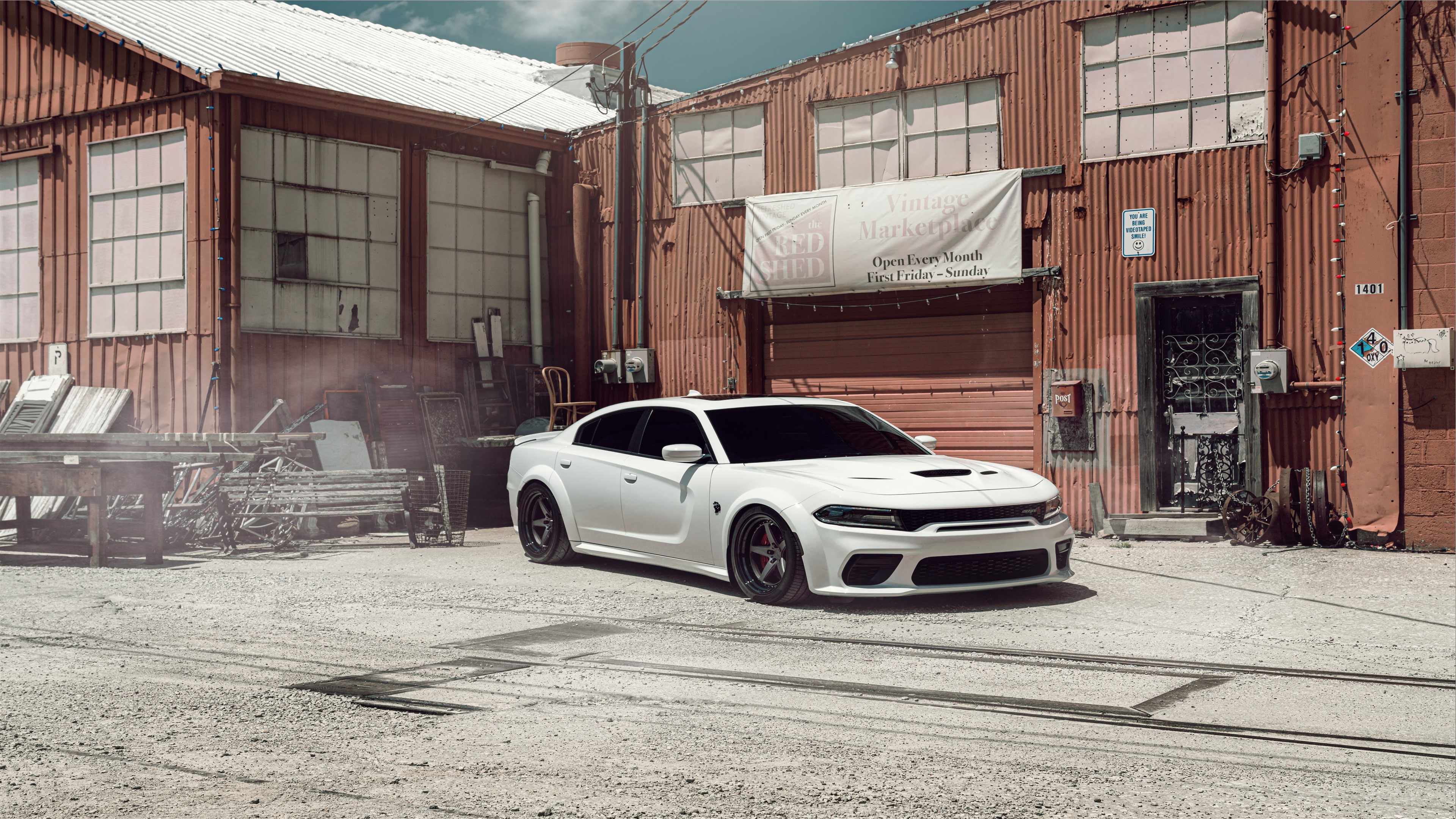 White Dodge Hellcat Widebody with Velgen KC Wheels HD Wallpaper