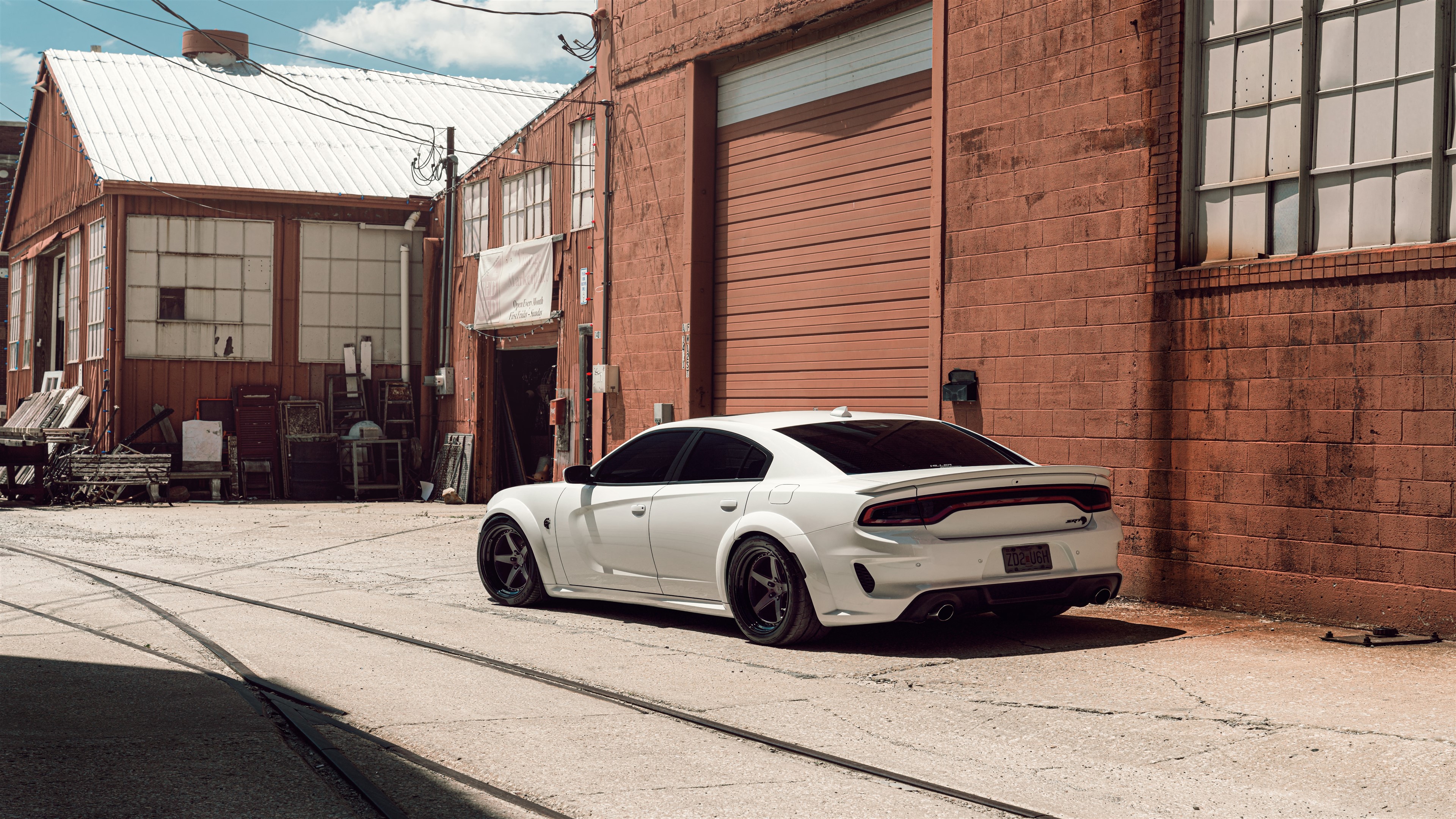 White Dodge Hellcat Widebody Velgen KC 4K HD Wallpaper
