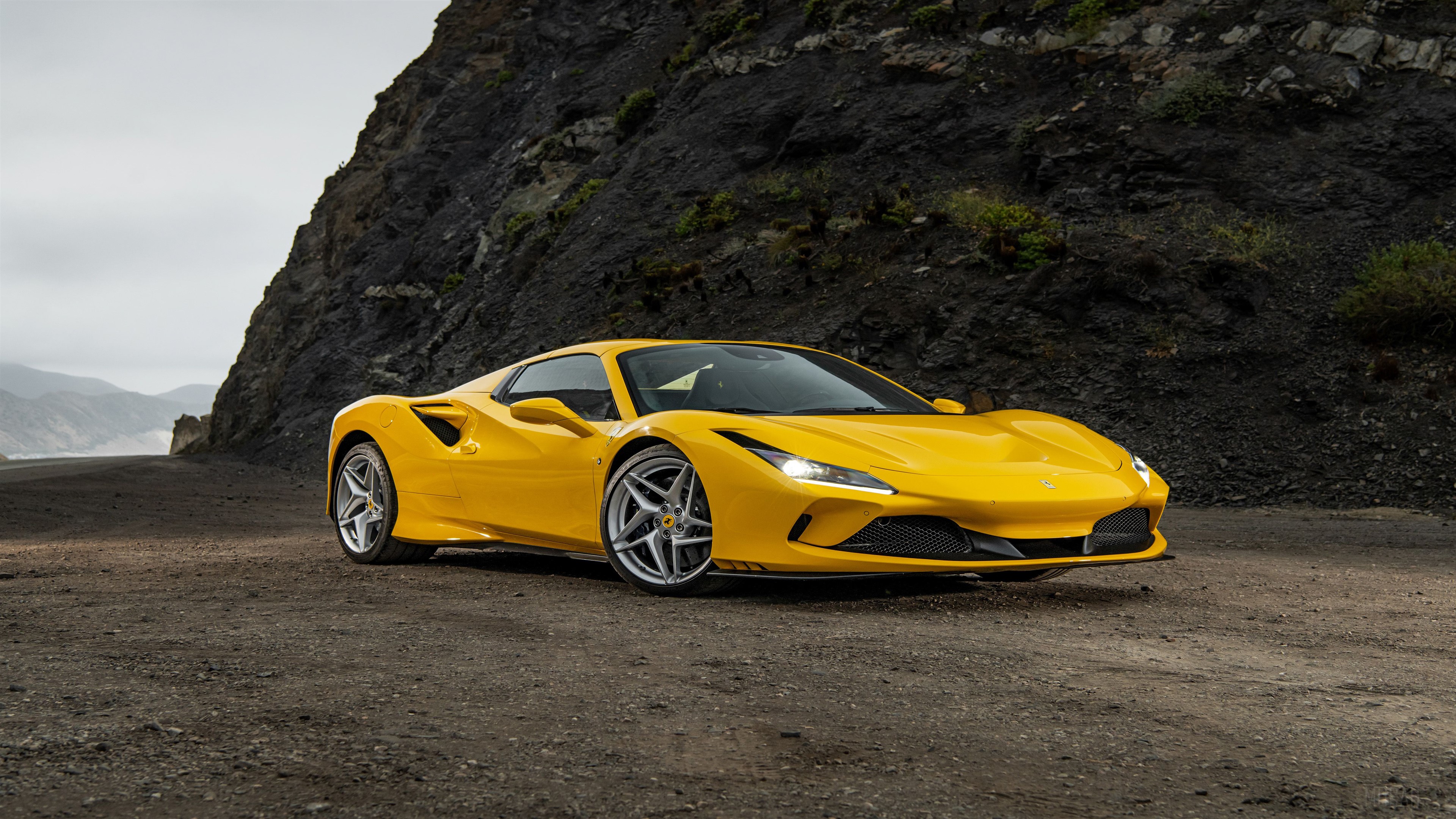 Yellow Ferrari F8 Spider 2020 4K HD Wallpaper