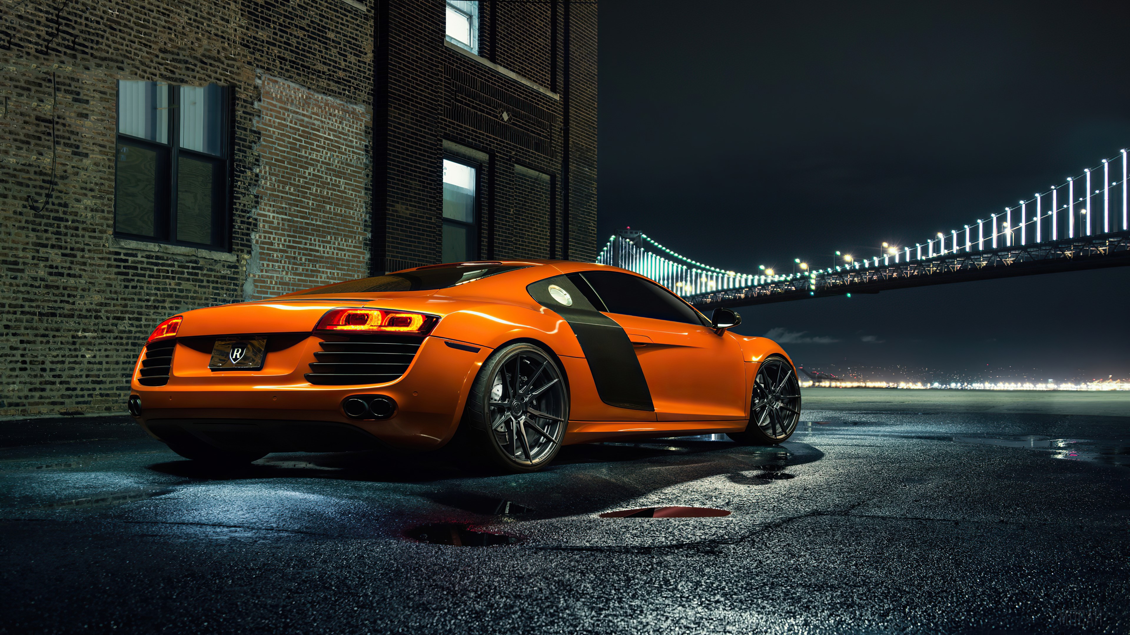 Orange Audi R8 HD Wallpaper