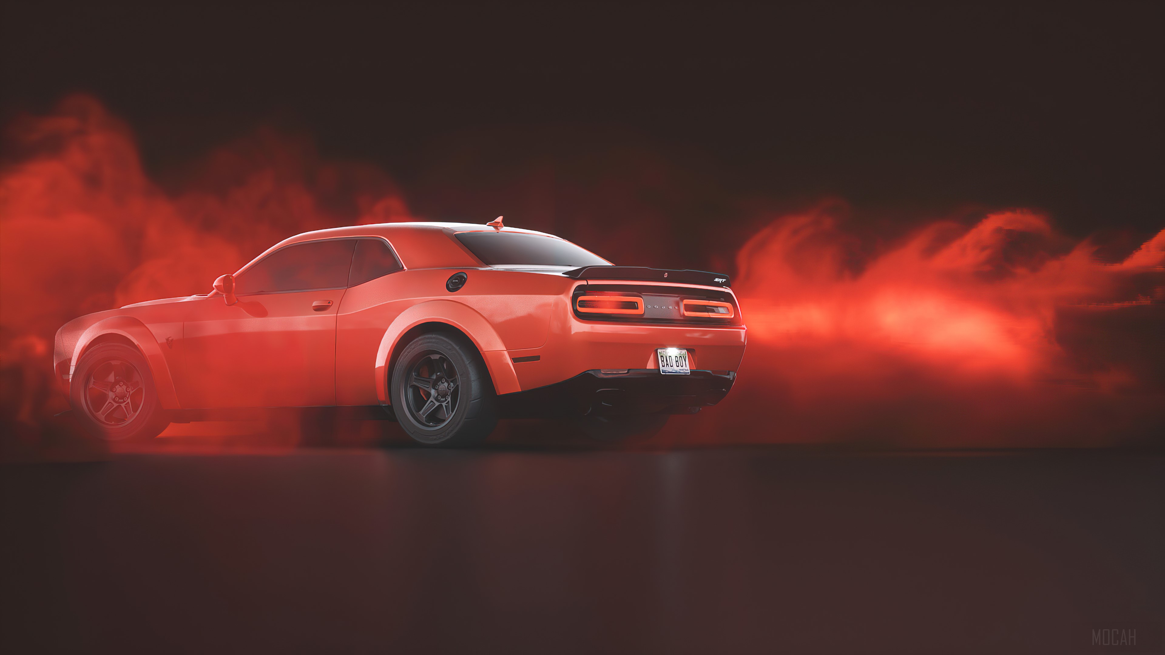 Red Dodge Challenger Demon SRT Rear HD Wallpaper