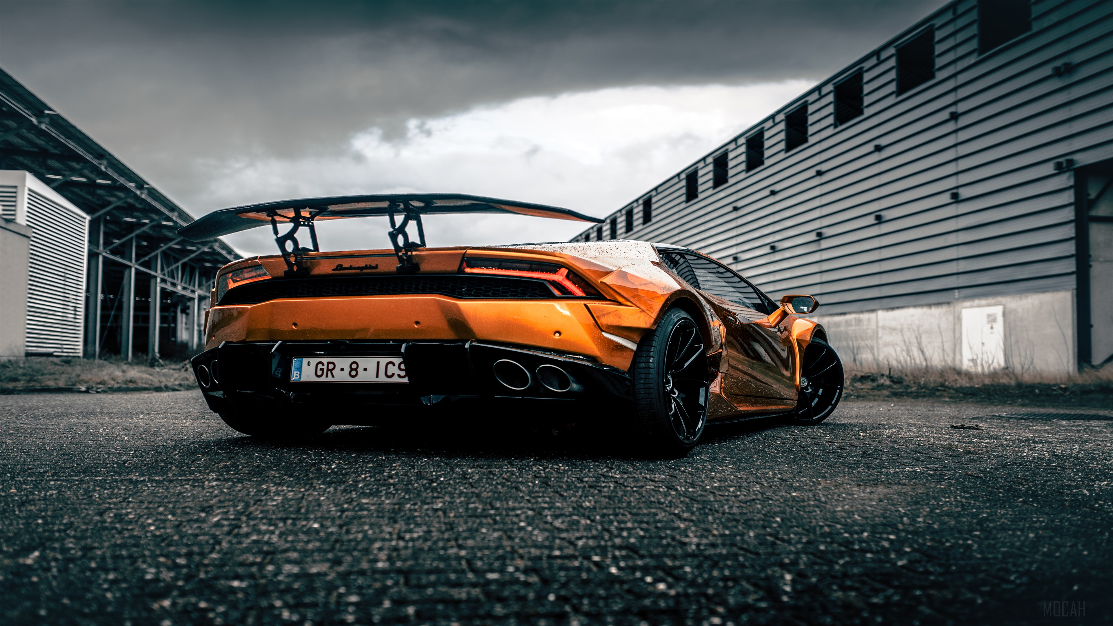 Lamborghini Huracan with large rear wing HD Wallpaper