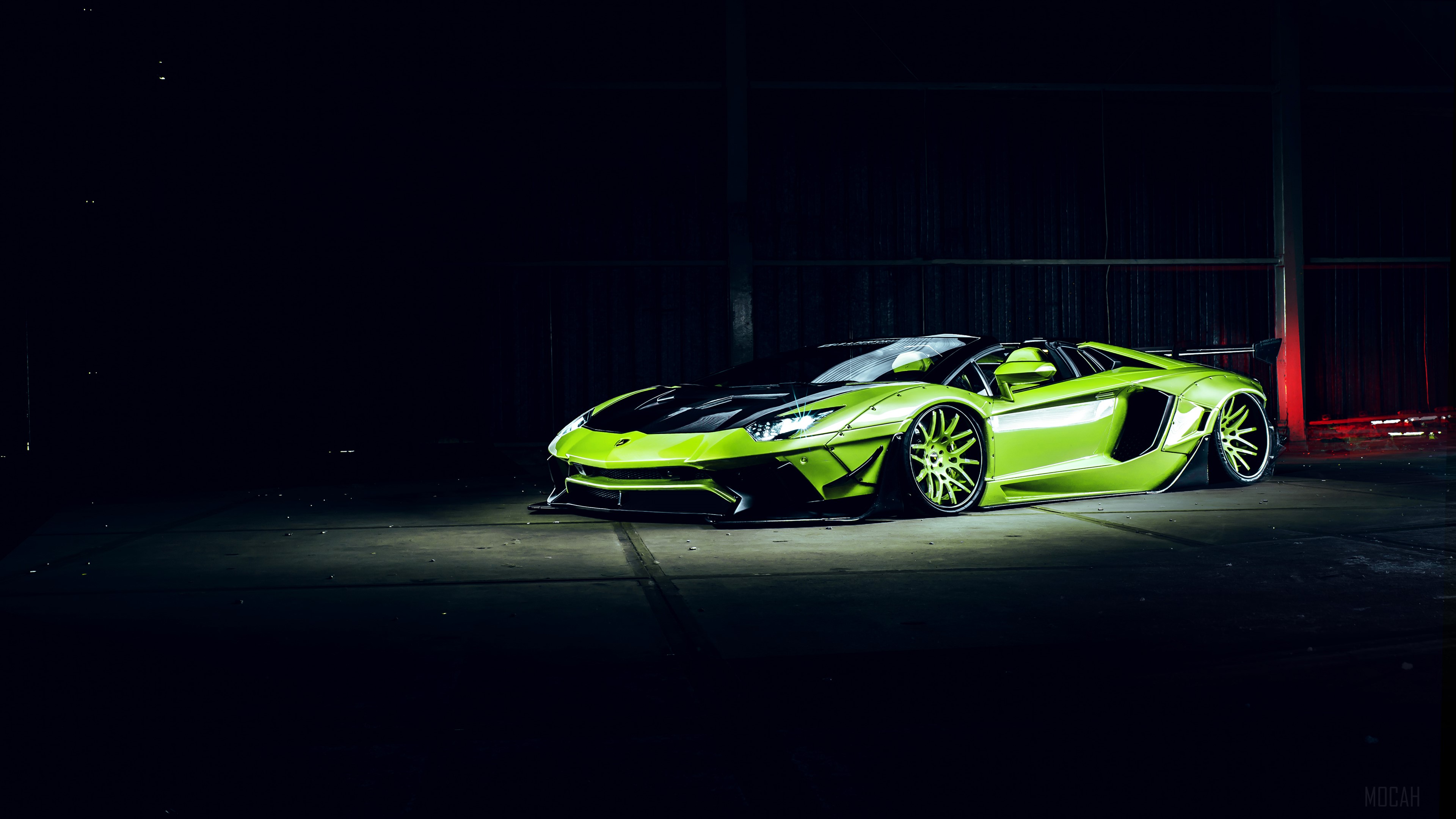 Lime green Lamborghini Huracan Liberty Walk 4K HD Wallpaper